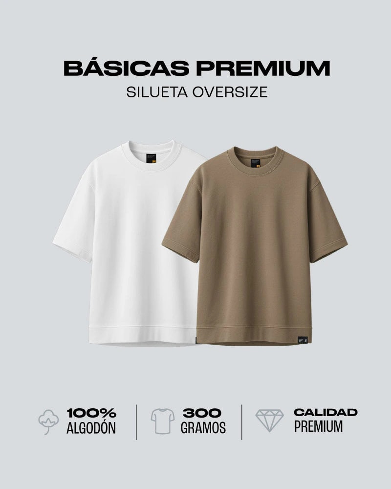 Duo Pack Camisetas Oversize Básicas Neutro Essential - 300g - imagen 1