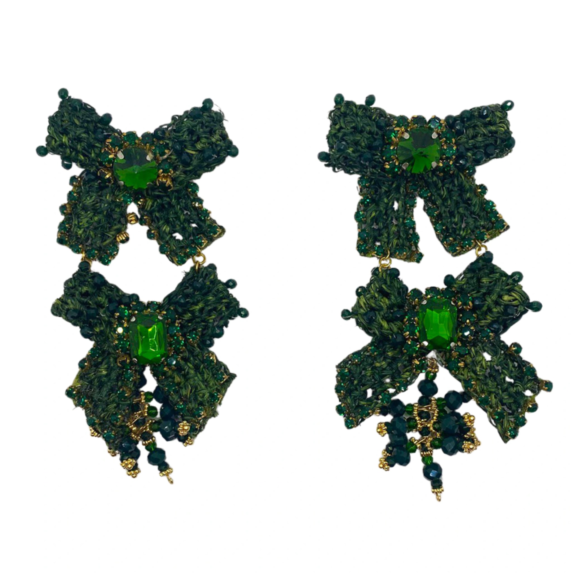 Green Bow Earrings - imagen 1