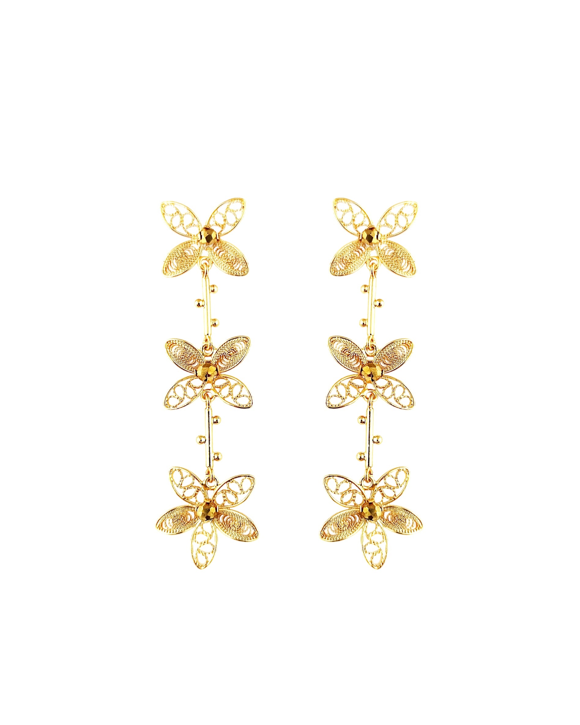 Aretes filigrana tres flores Berenice - imagen 1
