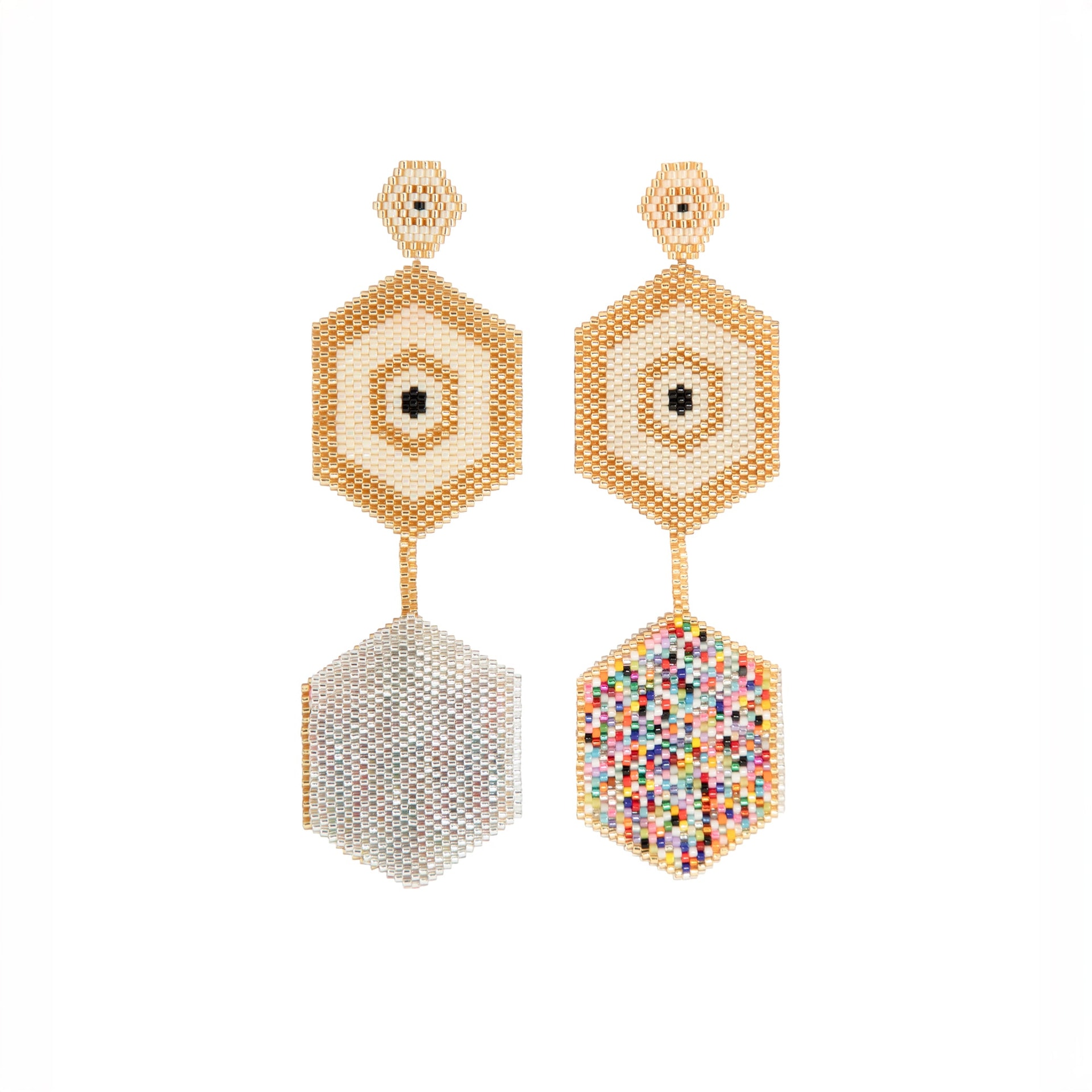 Aretes Tres Horus Doradas Disco Button - imagen 1