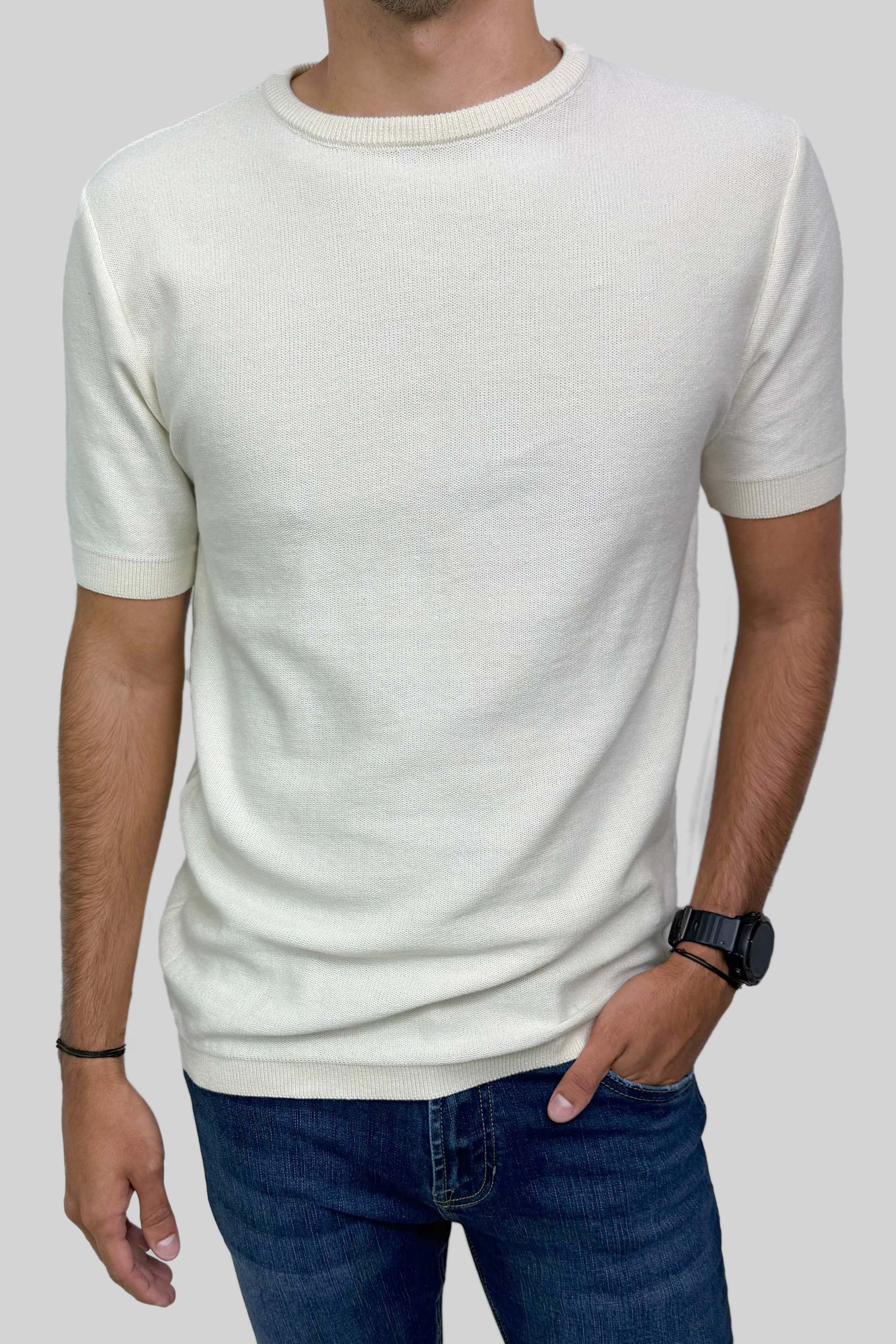CREW NECK TEJIDA OFF WHITE - imagen 1