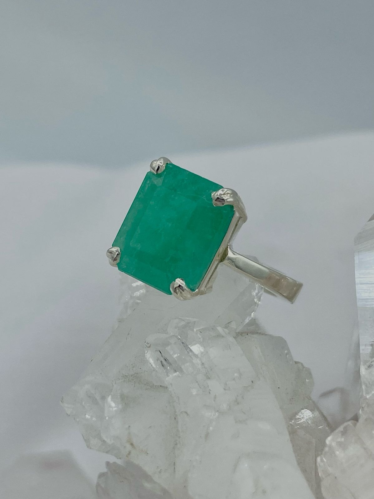 Anillo Esmeralda Cuadrado en Plata 925 - imagen 1