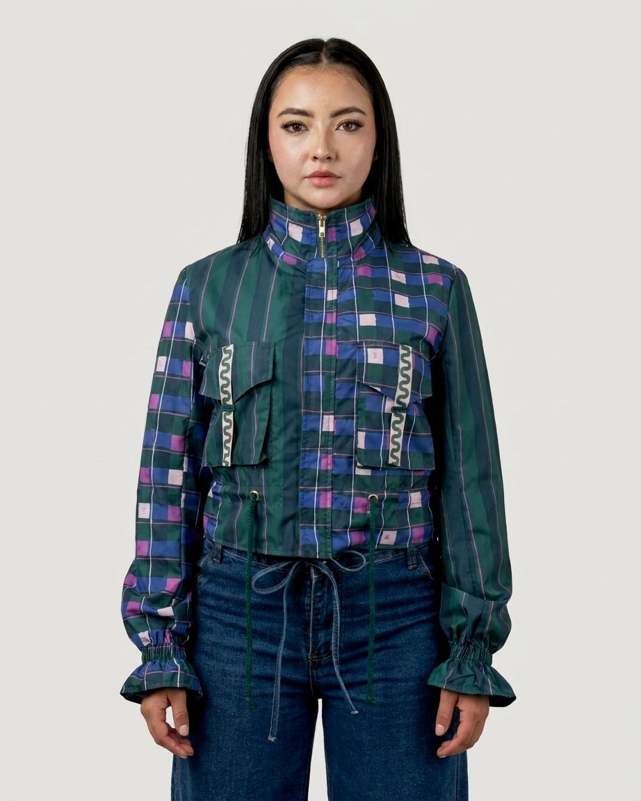 Chaqueta corta estampada verde - imagen 1