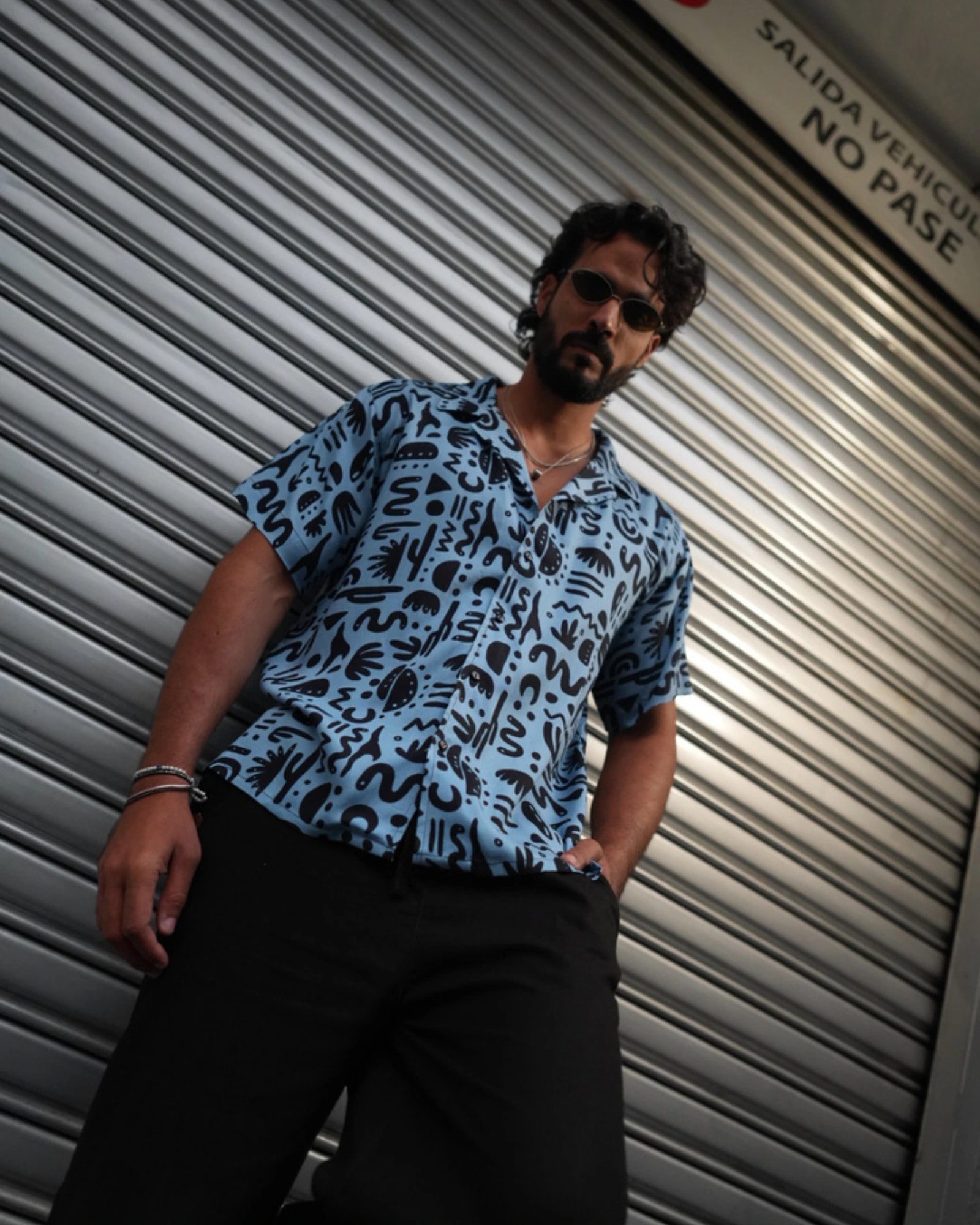 Camisa 3/4 onda azul - imagen 1