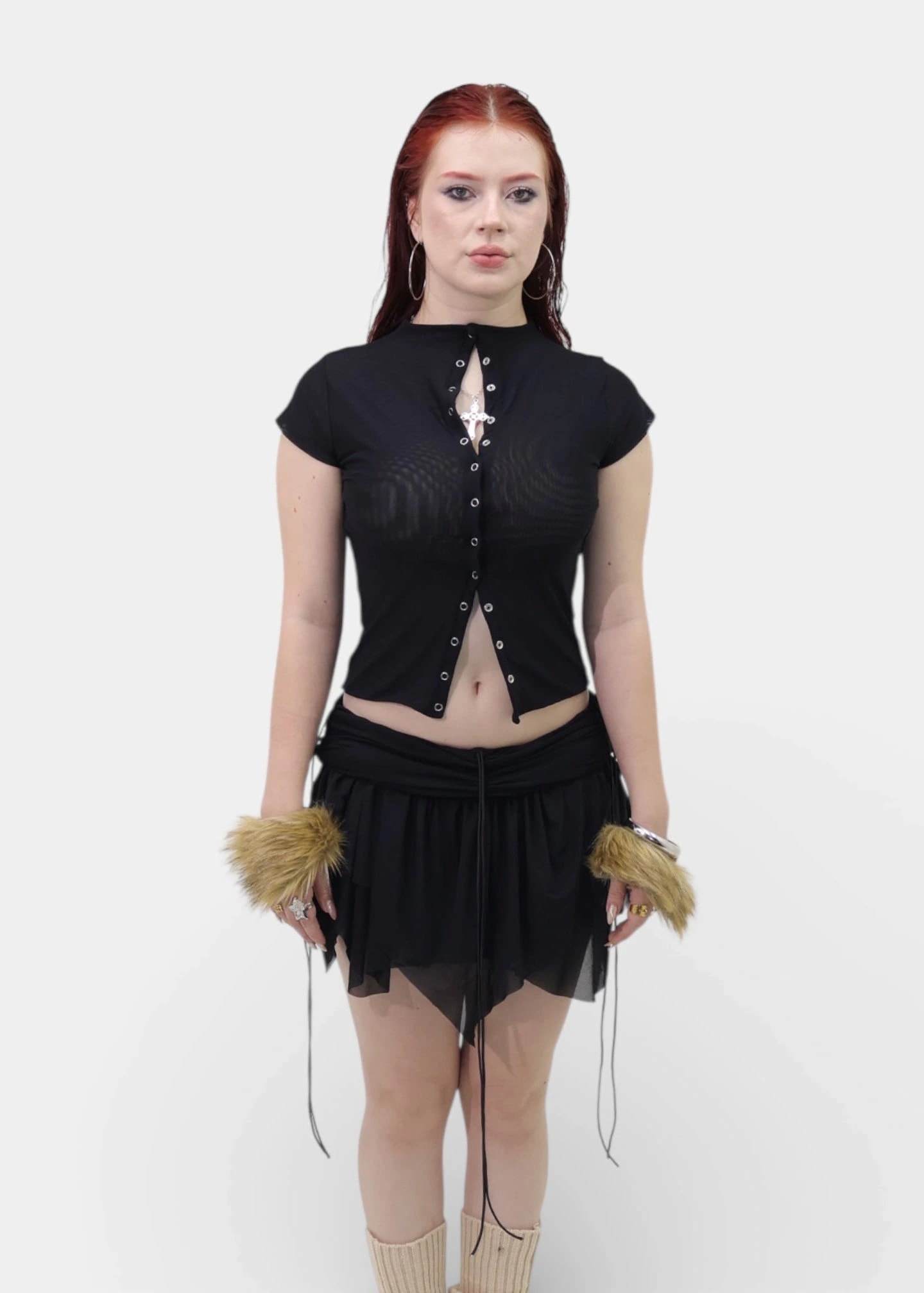 BLOOM MESH SKIRT NEGRO - imagen 1