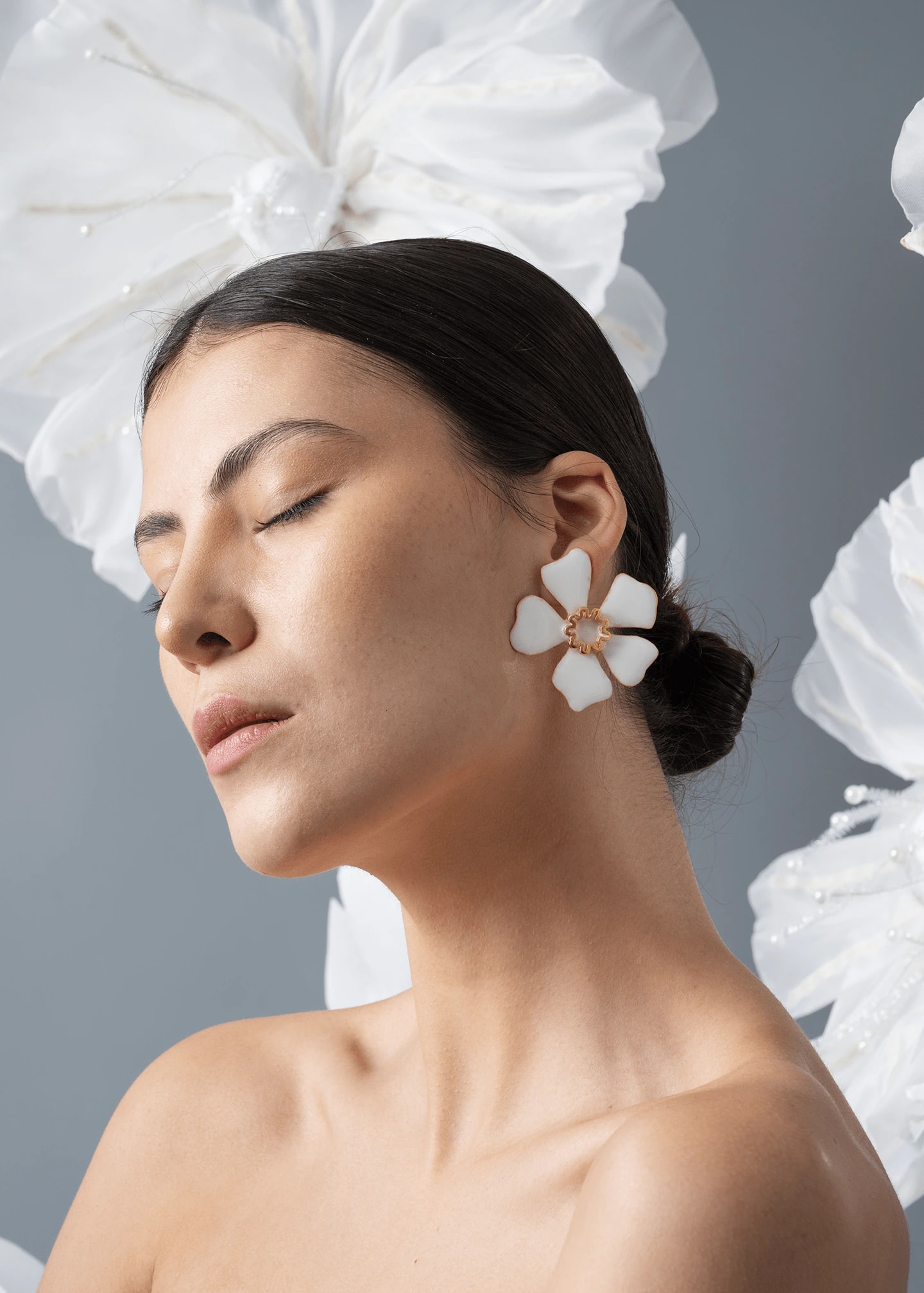Aretes Aurora Maxi x Lyenzo Blancos - imagen 1