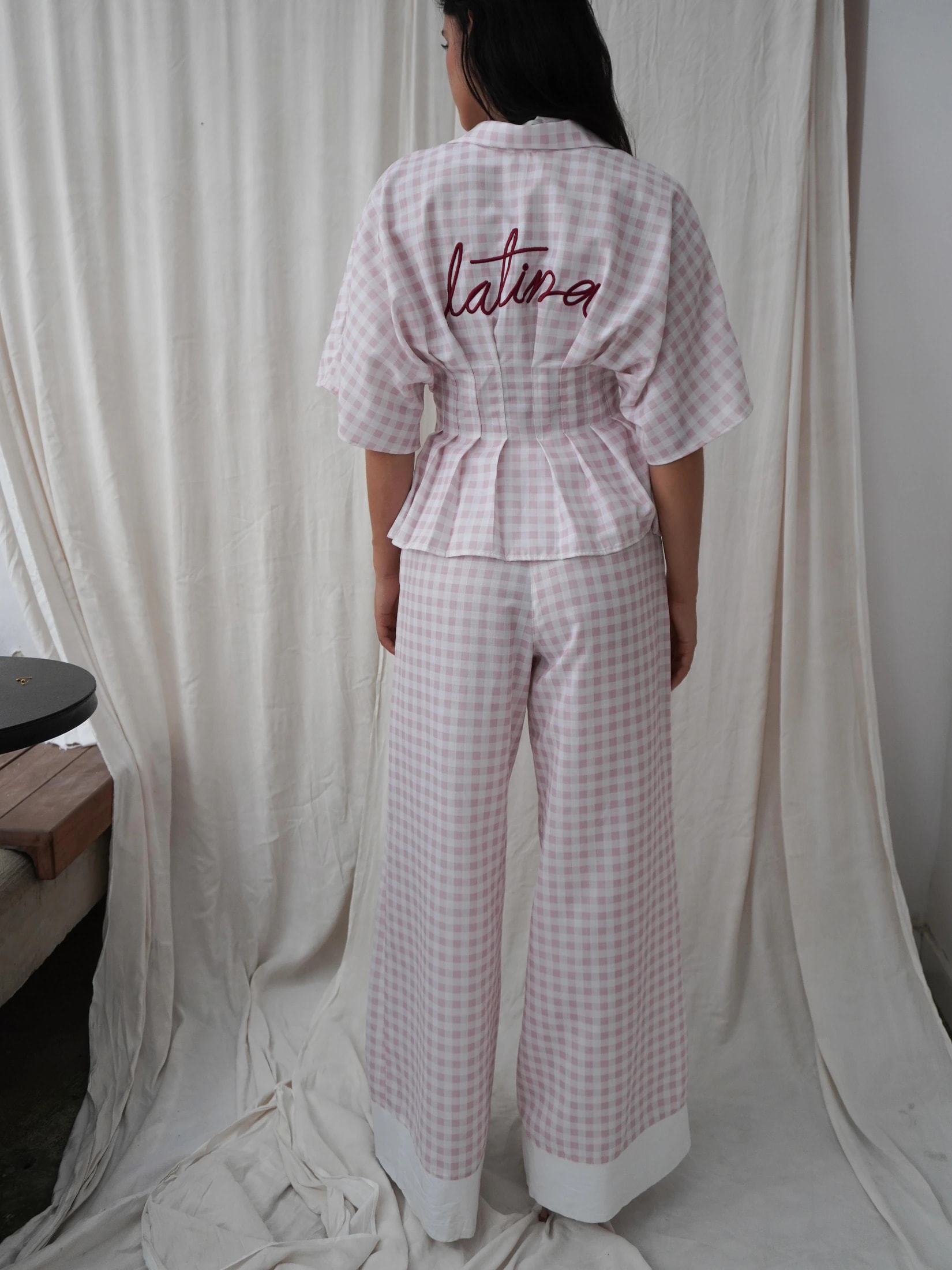 Pantalón Gaviota Cuadros Rosado - imagen 1