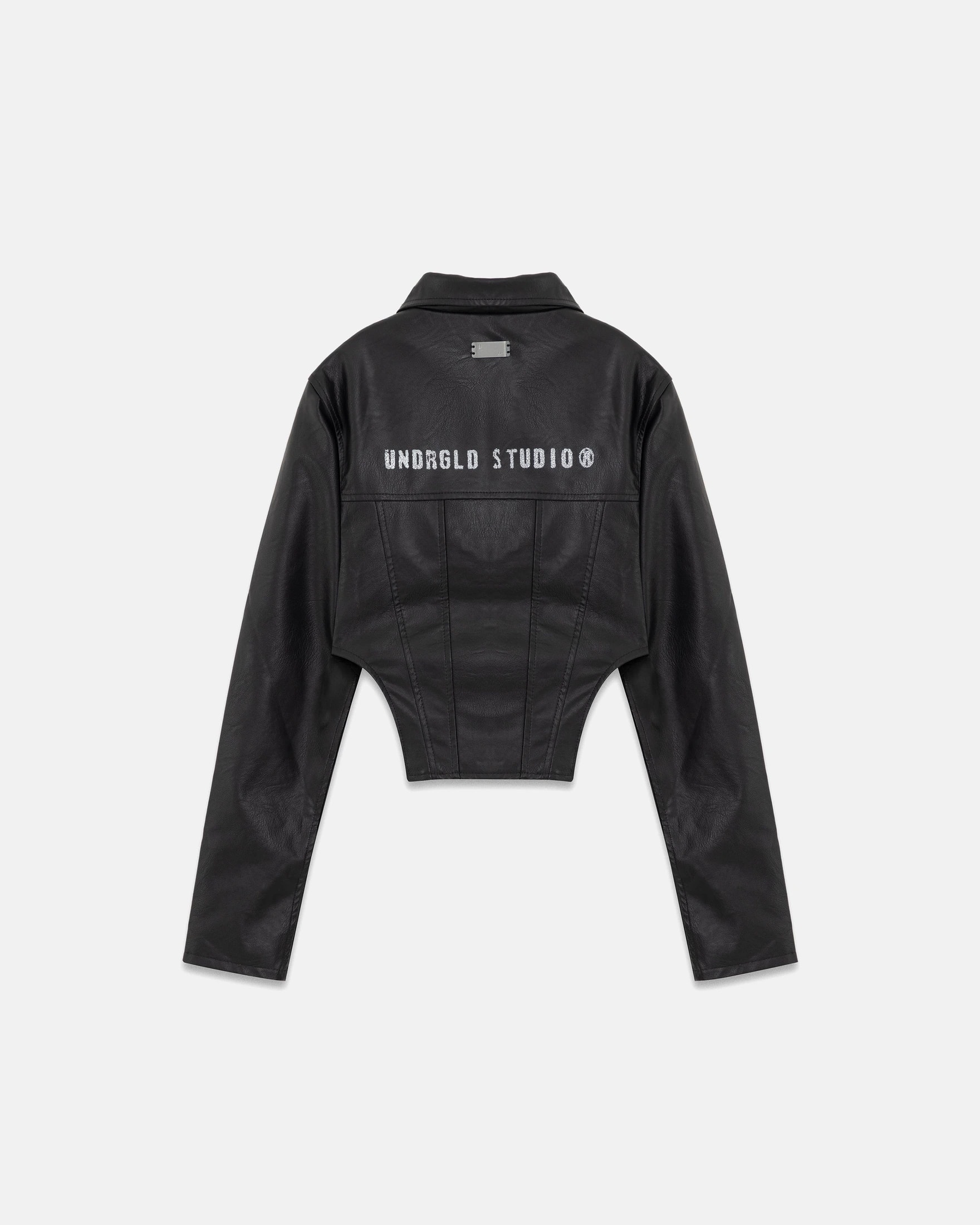 W 94' Worn Logo Pleather Aviator Jacket Black - imagen 1
