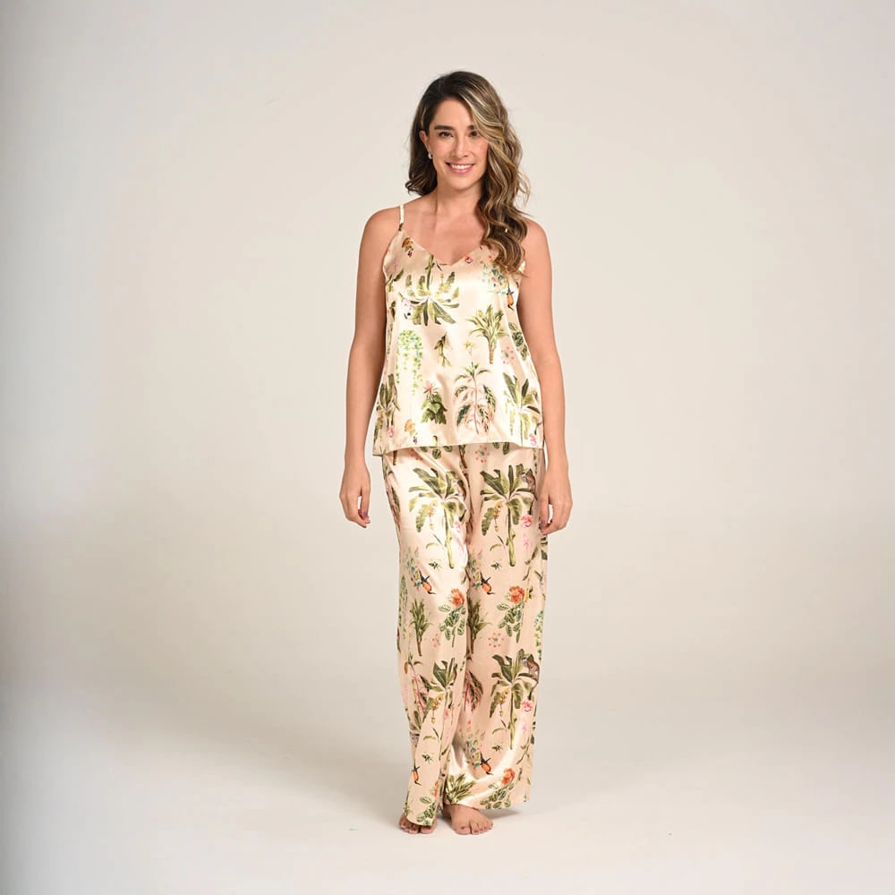 Pantalón Bota Ancha Estampado Amazonas Satín - imagen 1