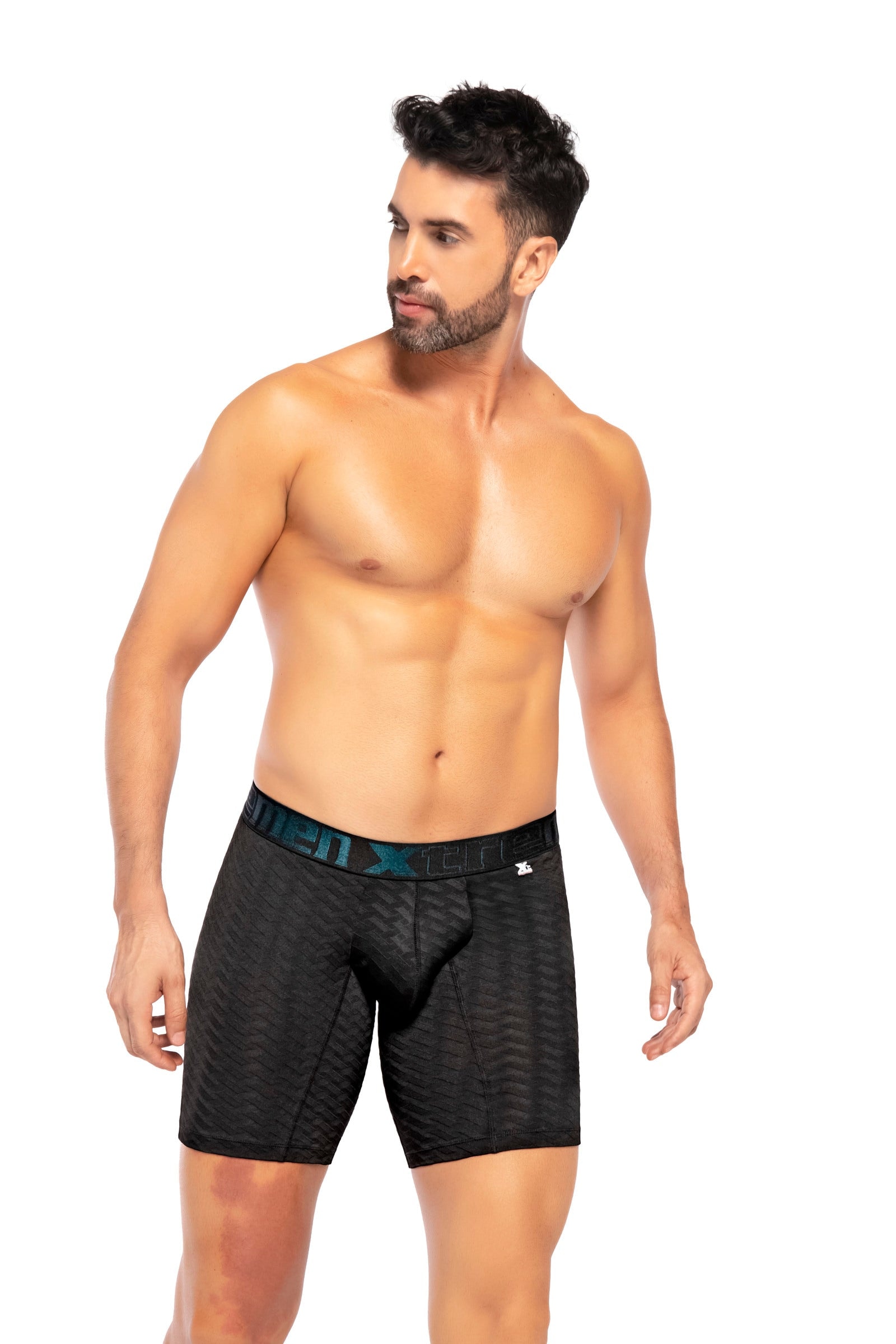 BOXER CLASICO LARGO MICROFIBRA JACQUARD RAYO  NEGRO - imagen 1