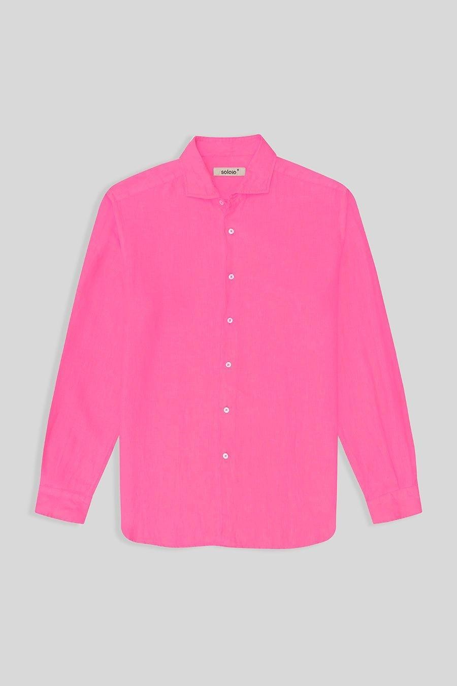 Men's linen shirt bright pink basic - imagen 1
