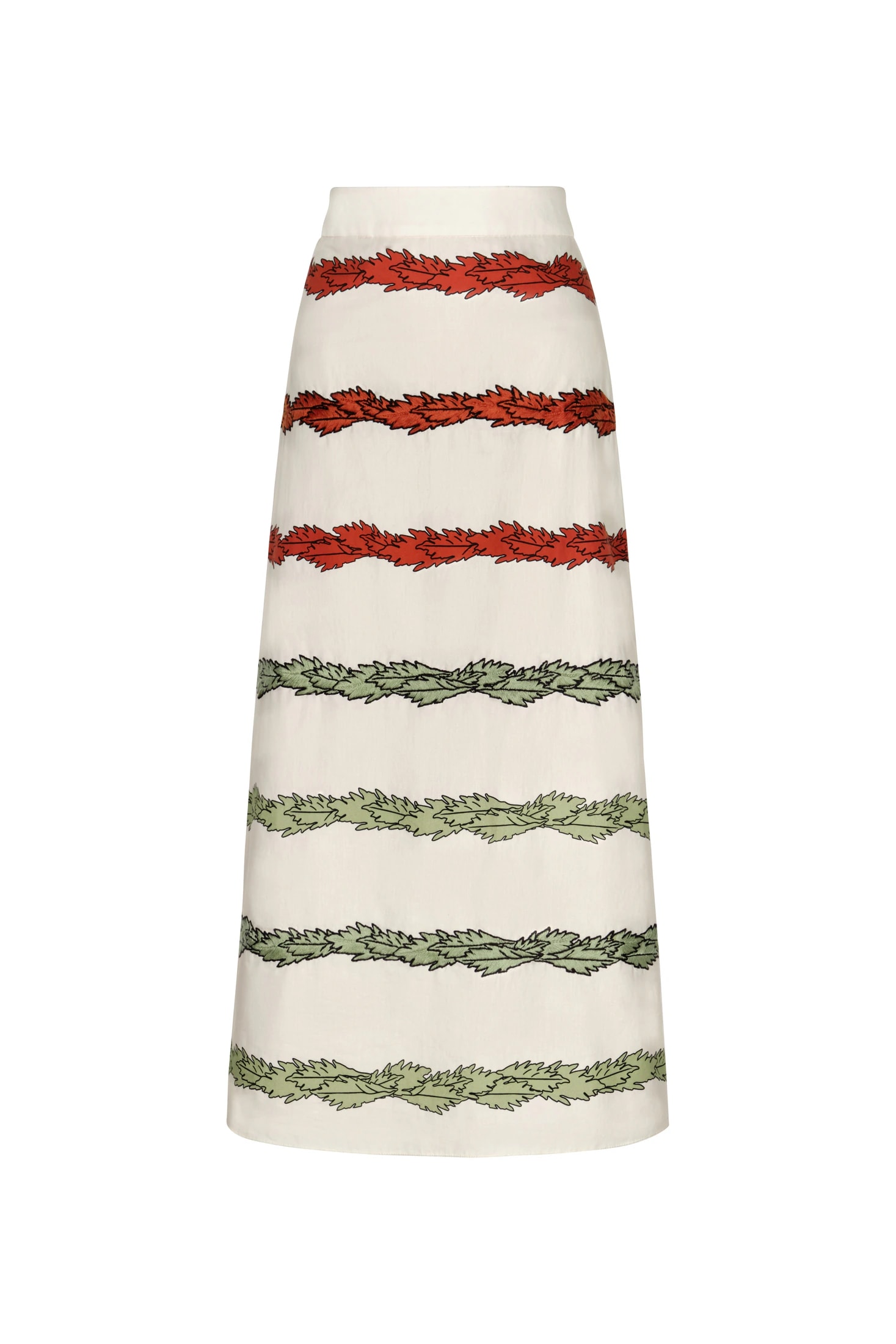 El Carmen Embroidered Cotton Midi Skirt / Ivory Striped Helechos - imagen 1