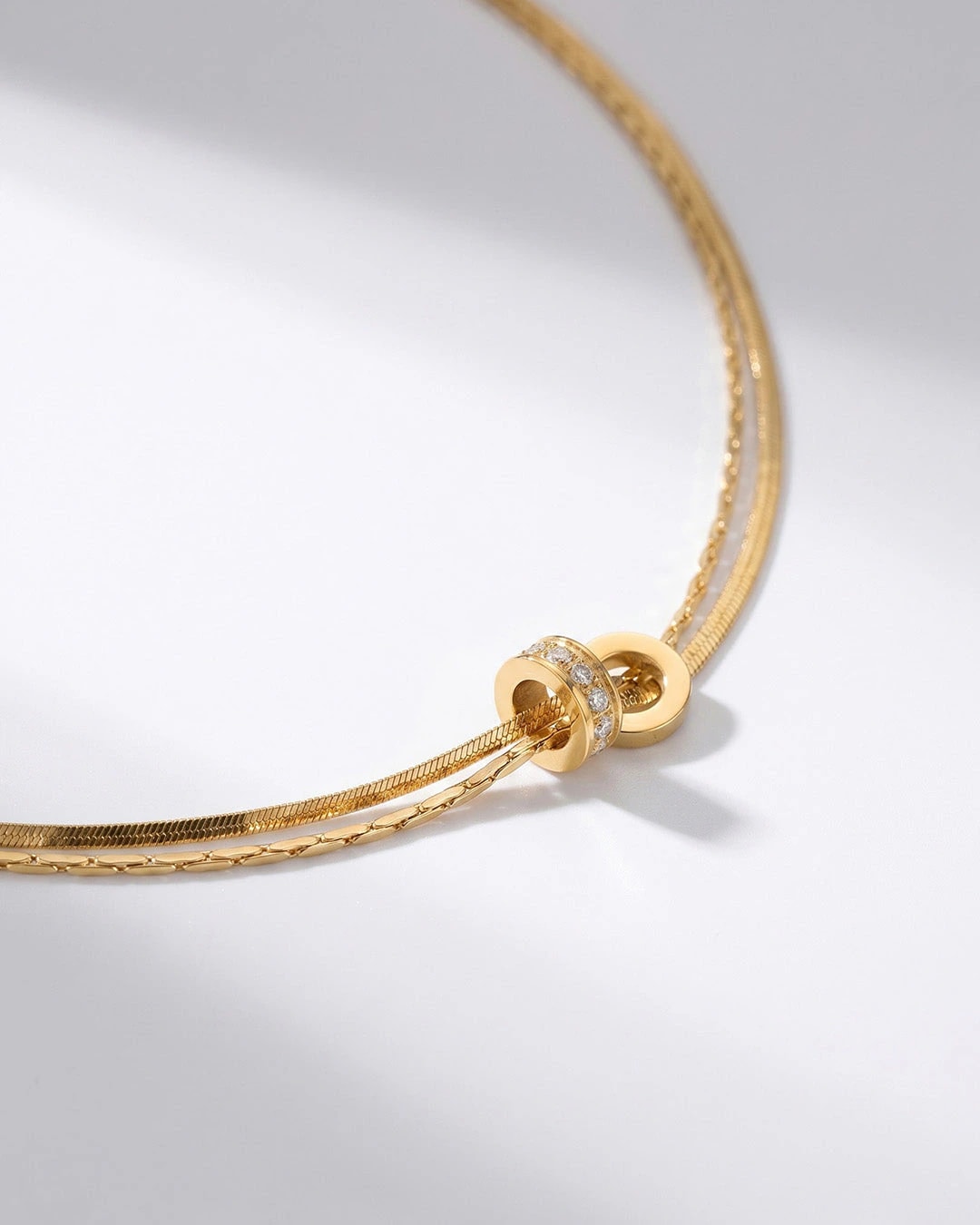Collar Doble Cadena y Aros - imagen 1