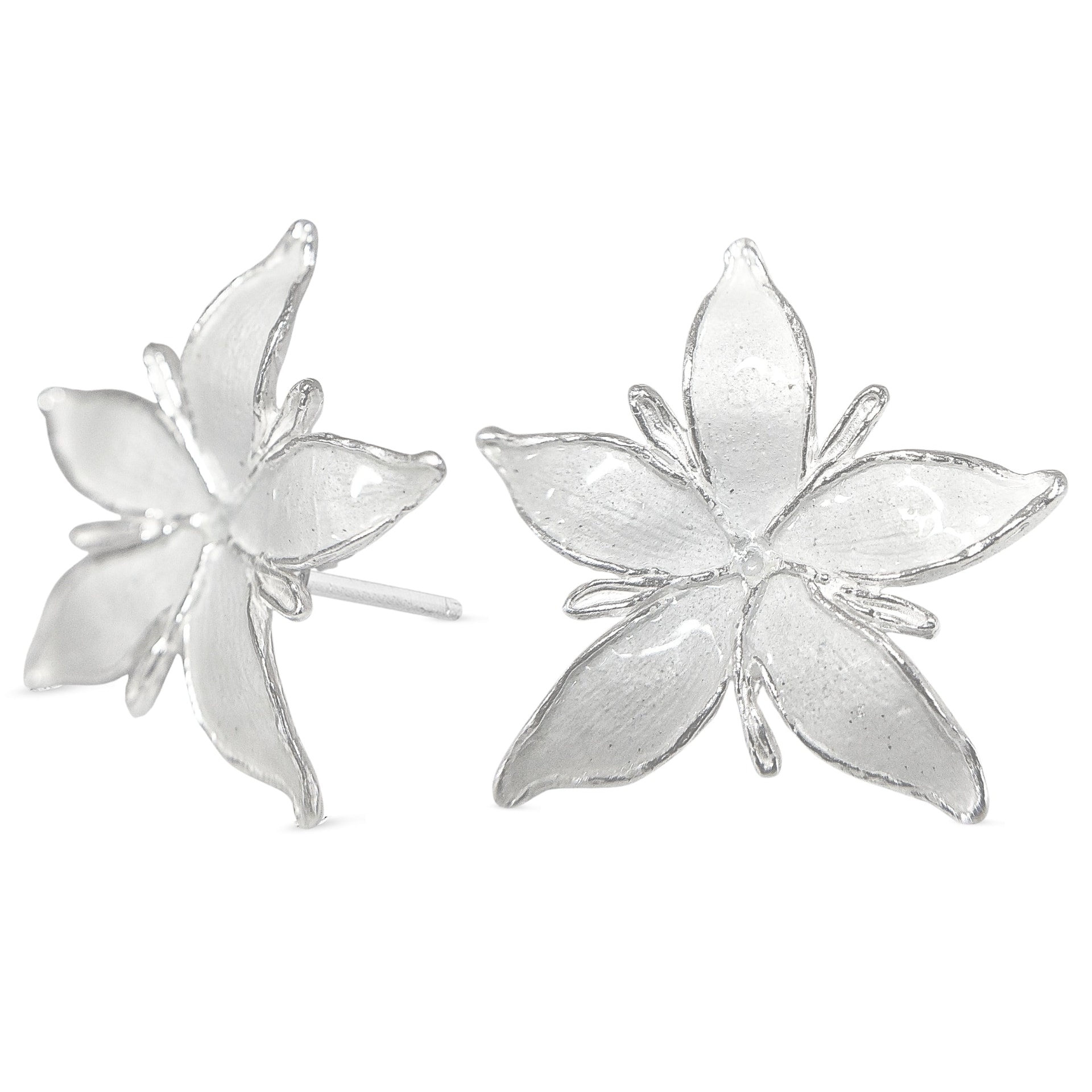 Aretes Flor de café maxi en plata esmaltada - imagen 1
