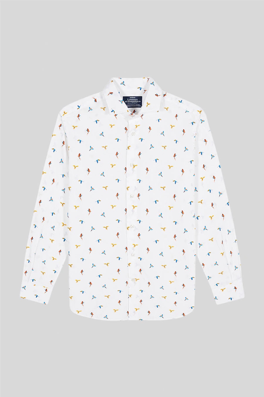 Men's cotton shirt white small macaws - imagen 1