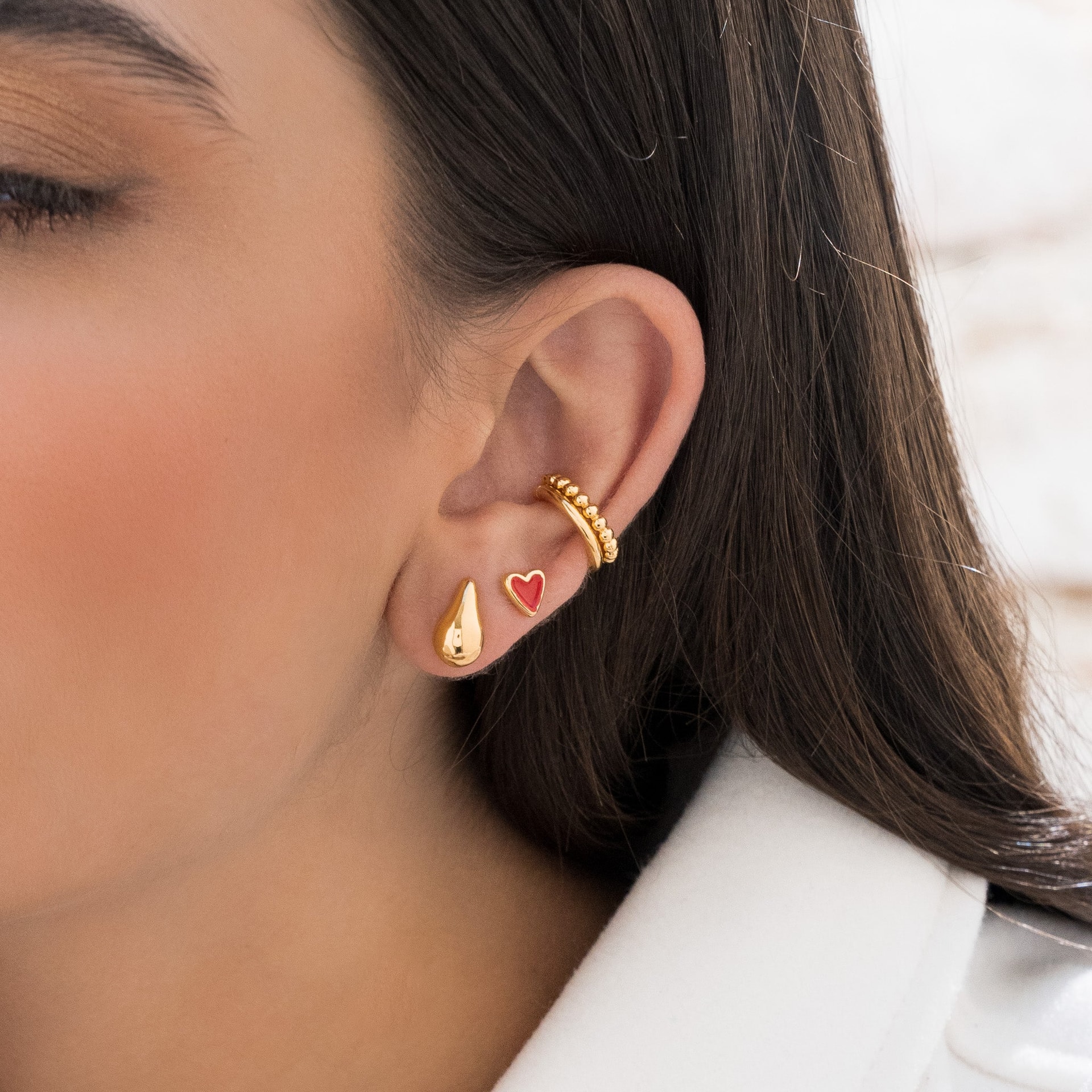 Set X4 Aretes Mini Gota Y Corazón - imagen 1