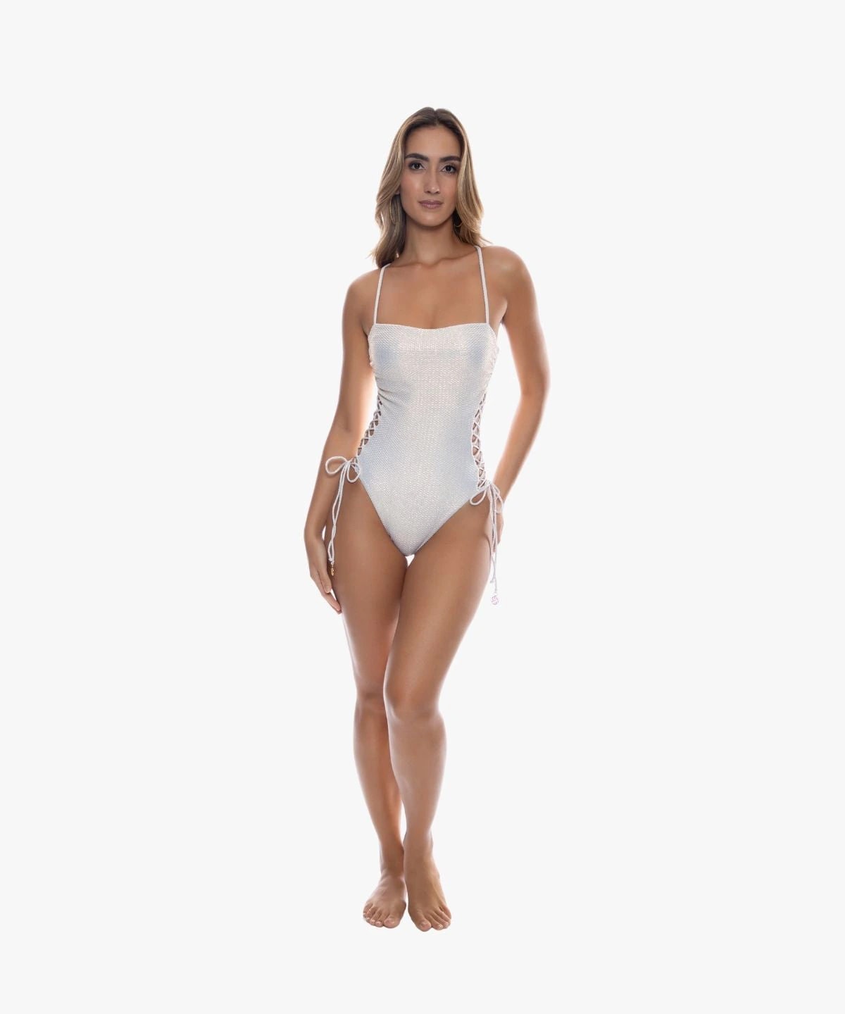 Luminous Square Neck Laced Up One Piece - imagen 1