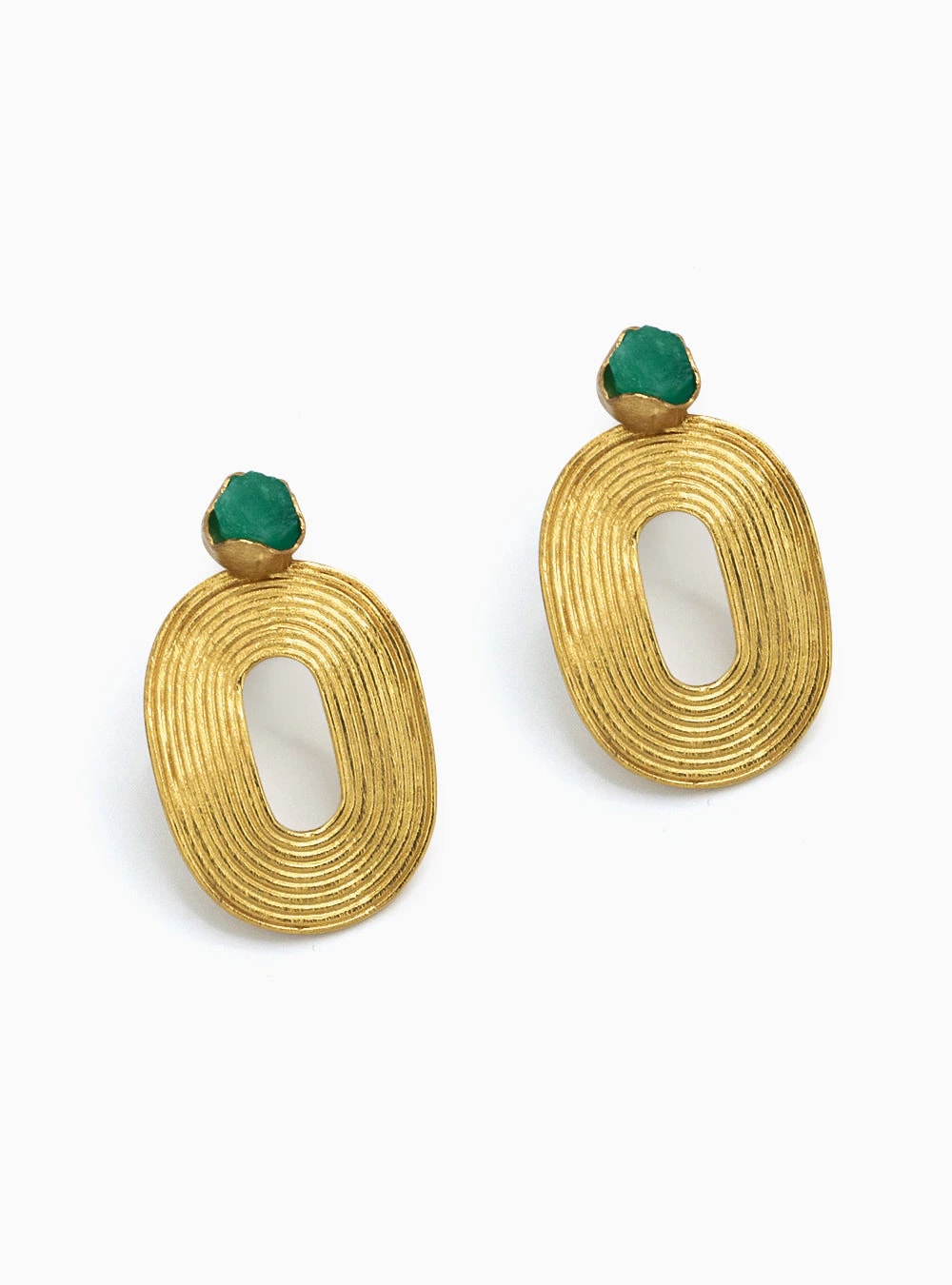 Aretes Front Back Waves Esmeralda - imagen 1