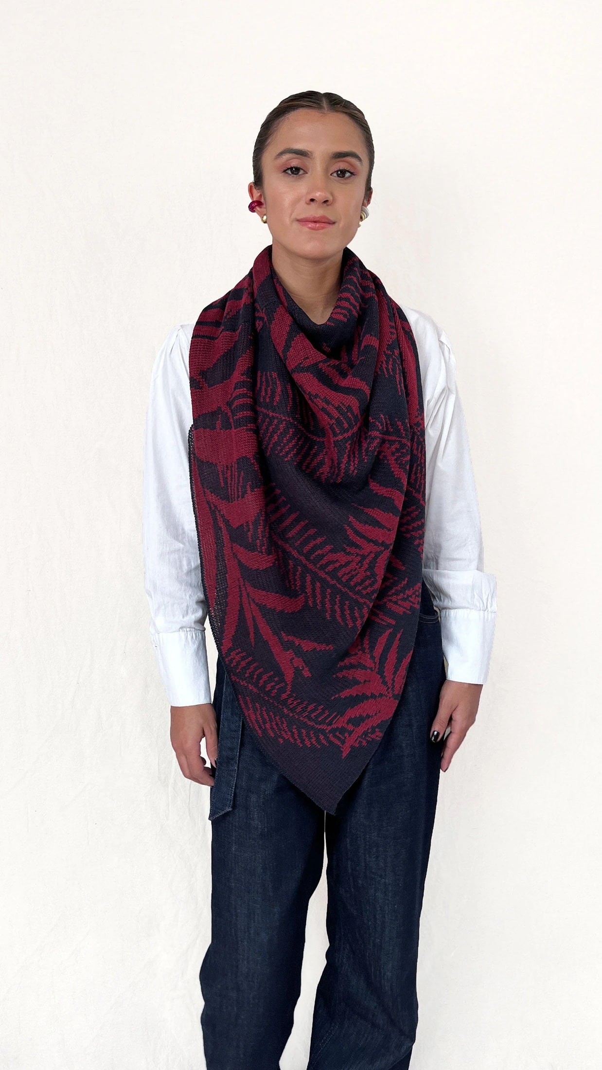 Poncho Palmas - azul oscuro y vinotinto - imagen 1