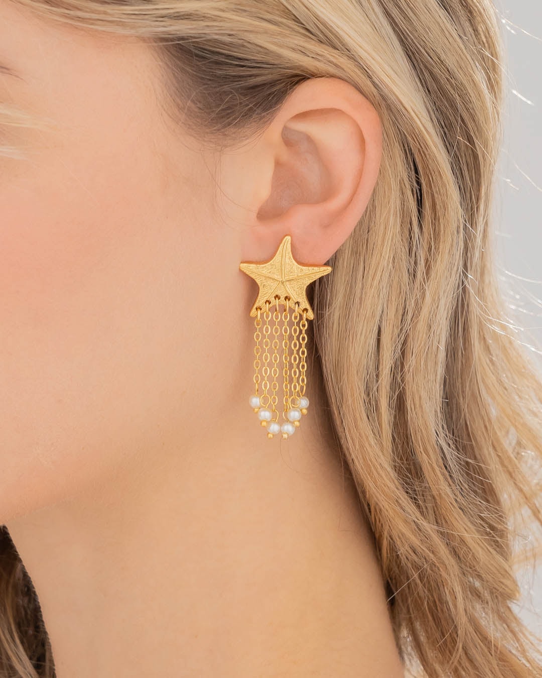 Aretes Estrella De Mar Perlas - imagen 1