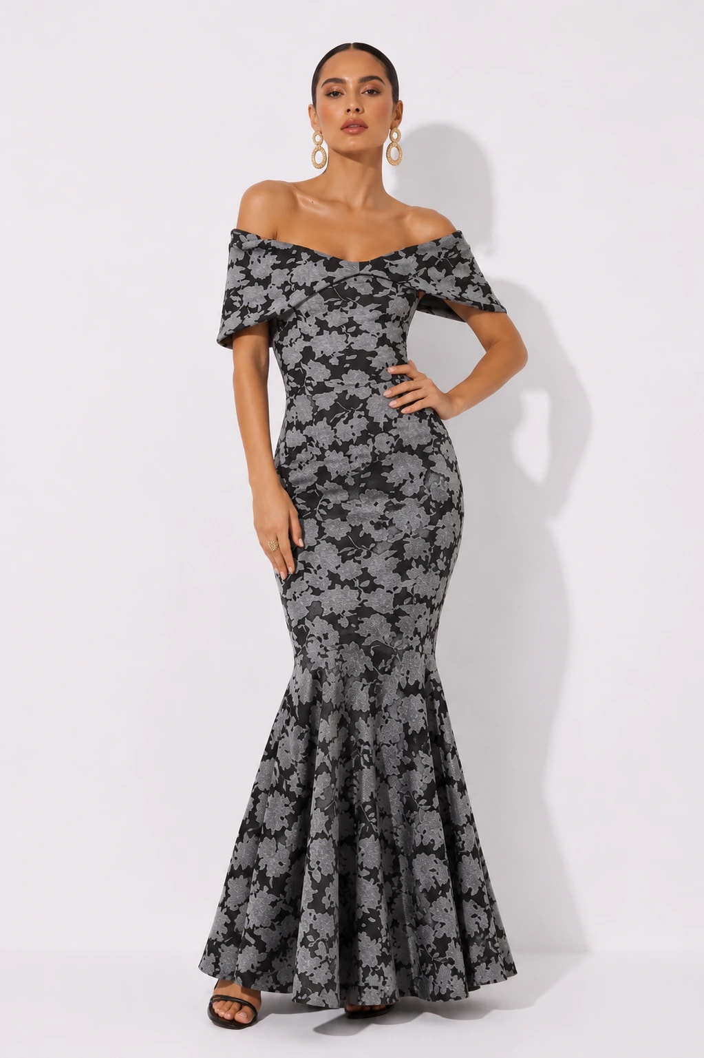 Vestido Sabina Ii Negro Estampado - imagen 1