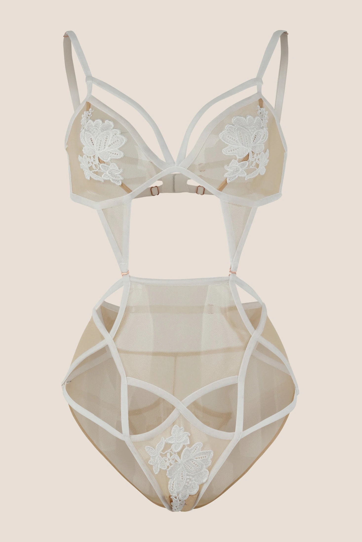 BODY ELLIPSE SEXY SIN ARO CON TIRAS AL FRENTE DELUXE CRUDO - imagen 1