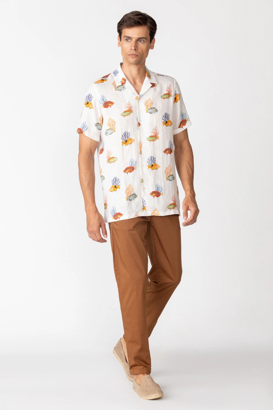 Men's linen shirt white polynesia - imagen 1