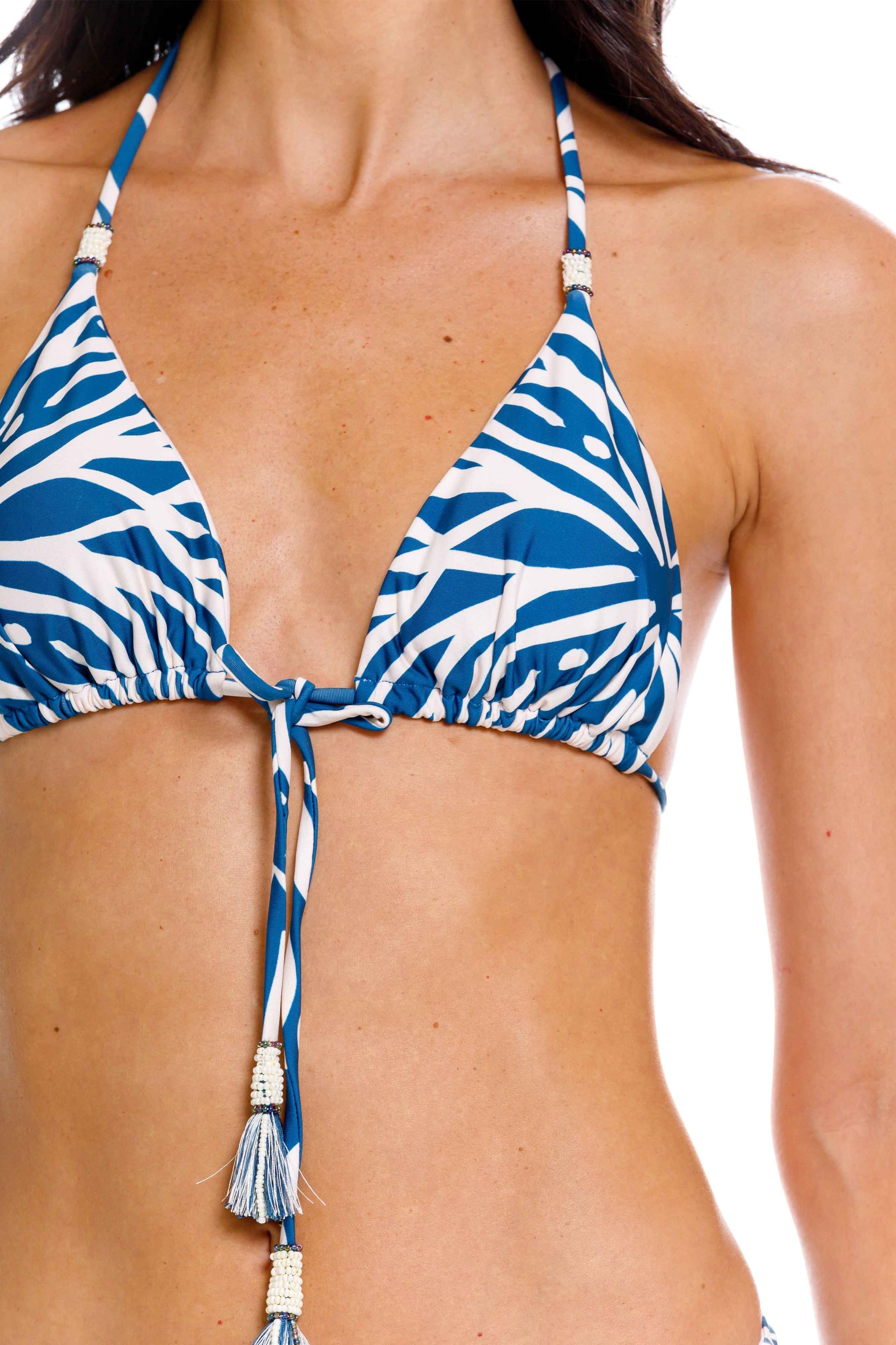 Top Triangulo De Bikini Coral Azul - imagen 1