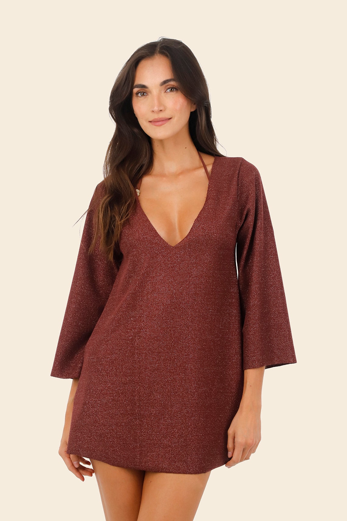 Textured Barn Red Apogeo Dress - imagen 1