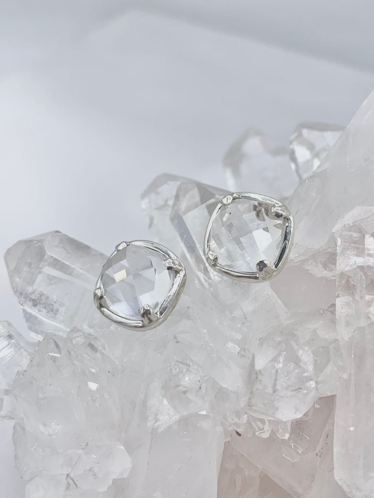 Aretes cuarzo Transparente cuadrados - imagen 1