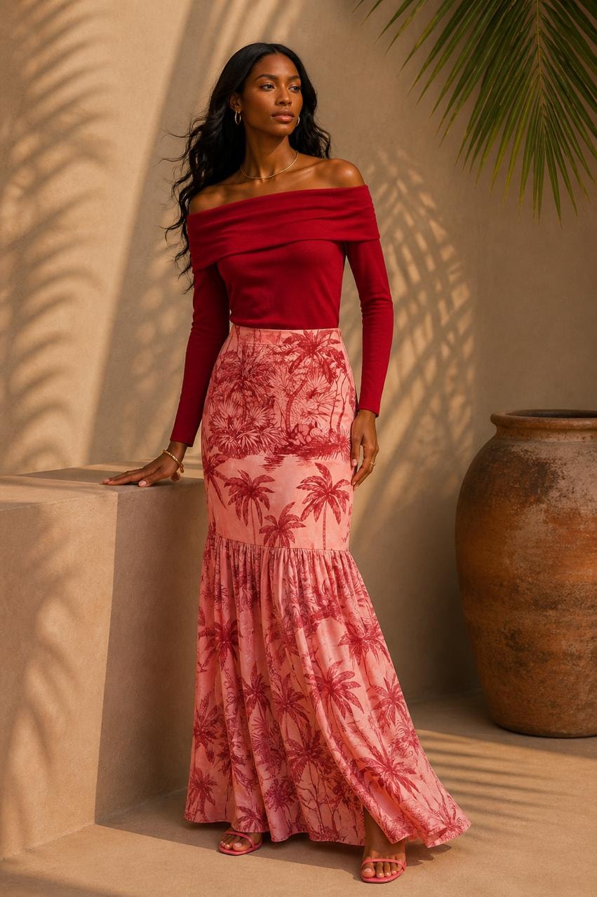 Falda Chimara Palmeras Rojas - imagen 1