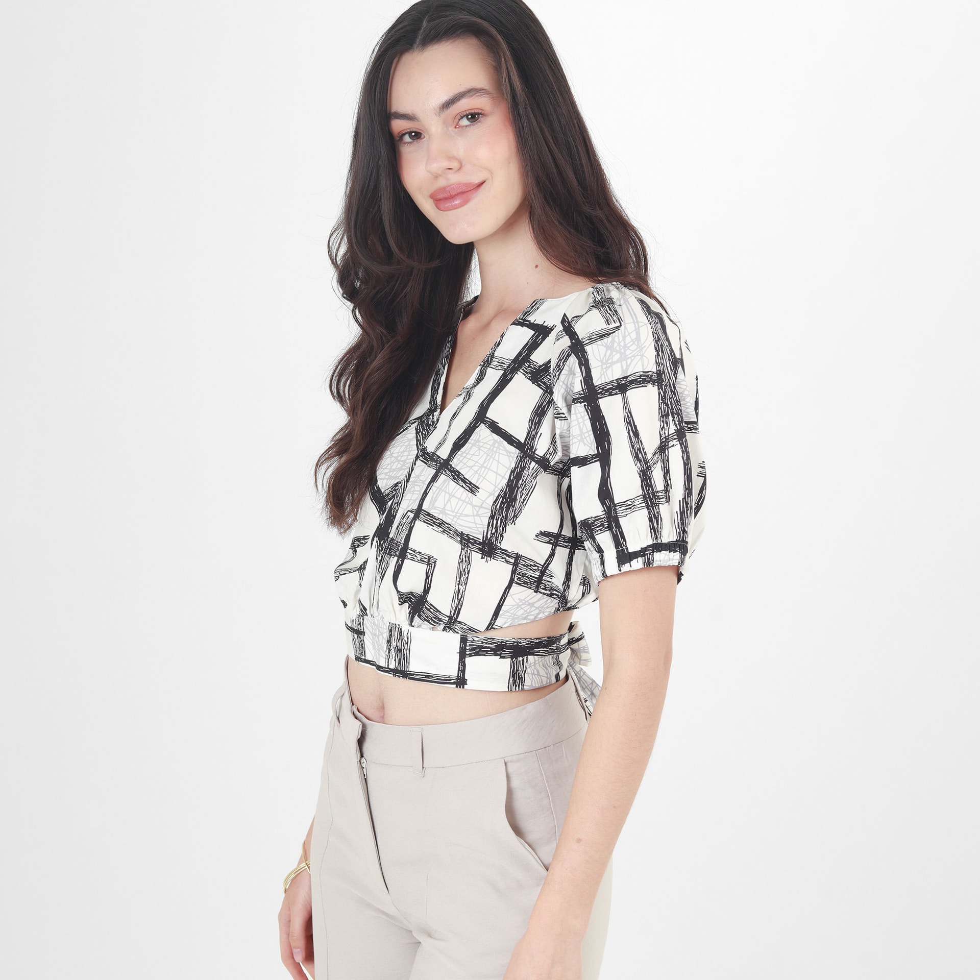 Blusa Cuello V Manga Corta - imagen 1
