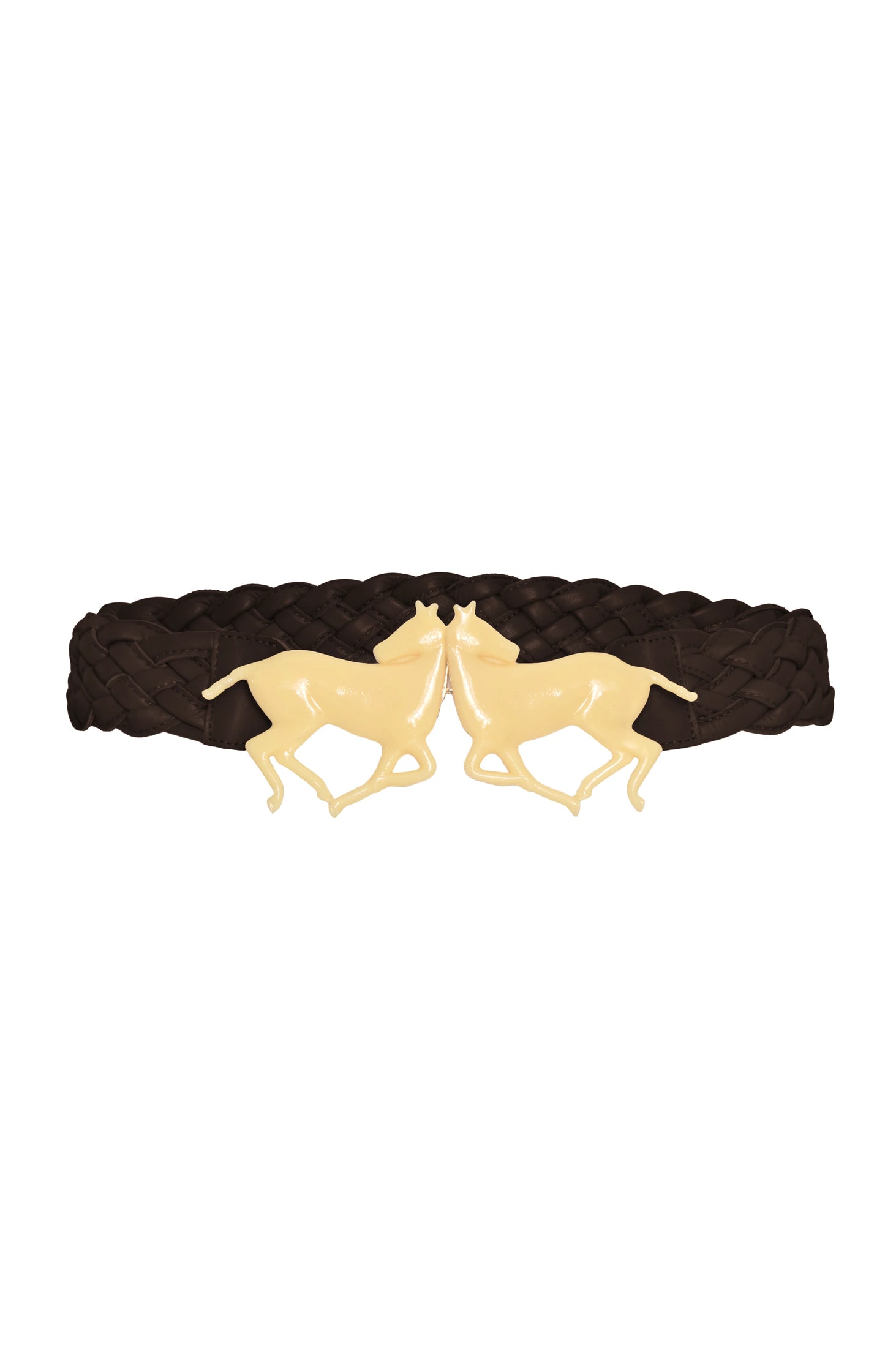 Polo Braided Natural Leather Belt with Resin Buckle / Chocolate - imagen 1