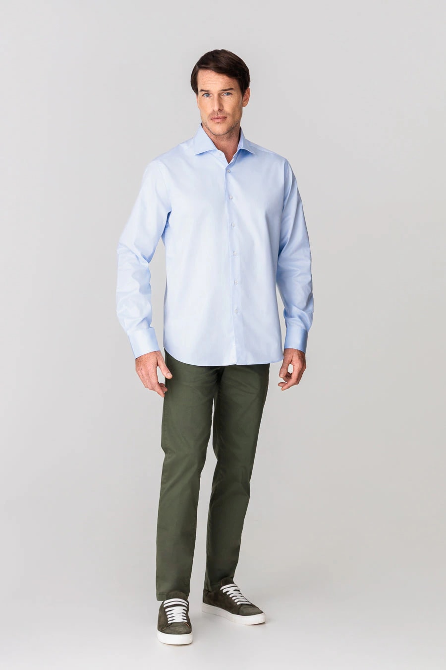 Men's italian cotton shirt light blue - imagen 1