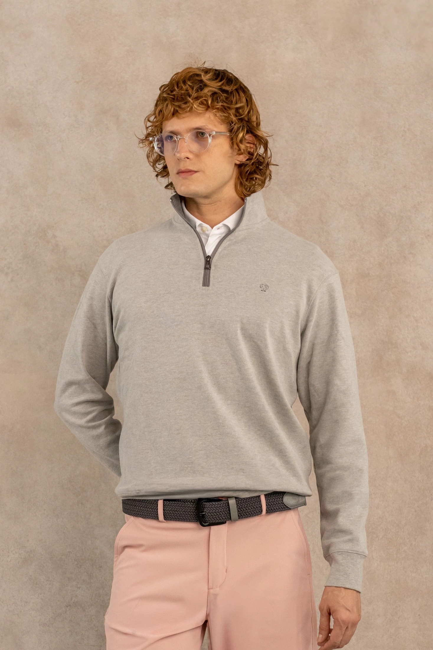 Halfzip Antimancha Gris Jaspe - imagen 1