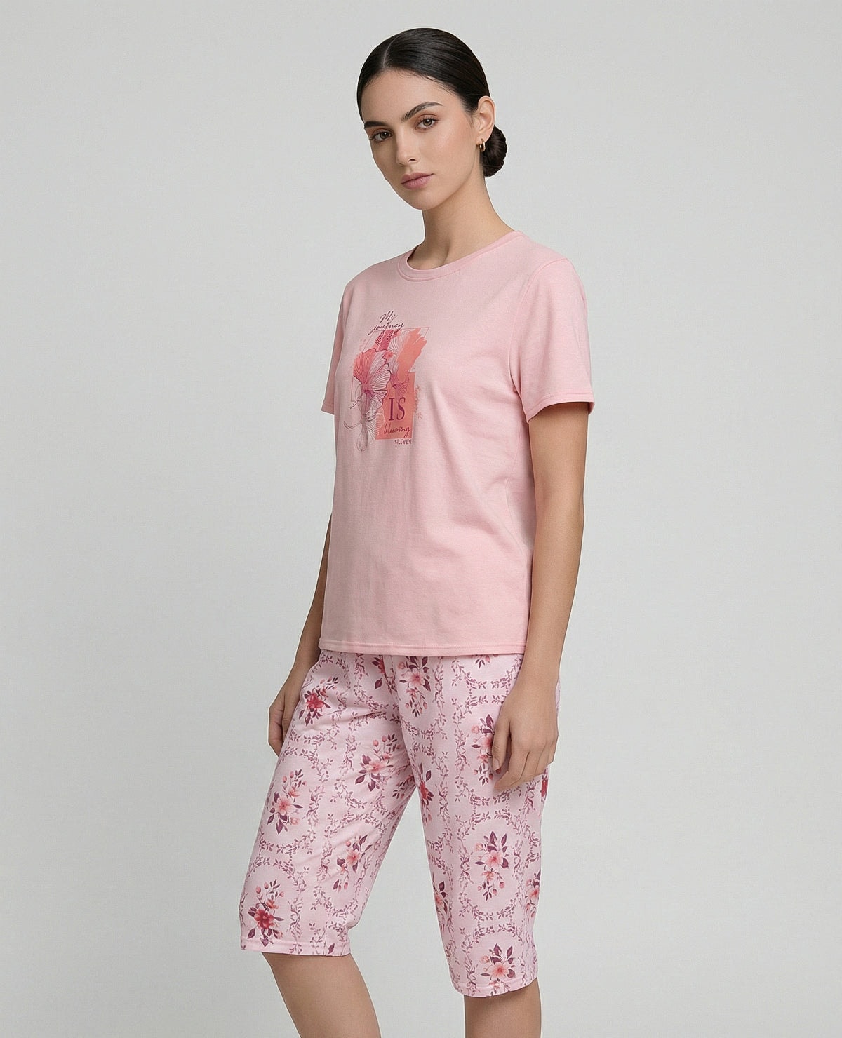 Pijama Pantalón Capri | Camiseta Manga Corta - imagen 1