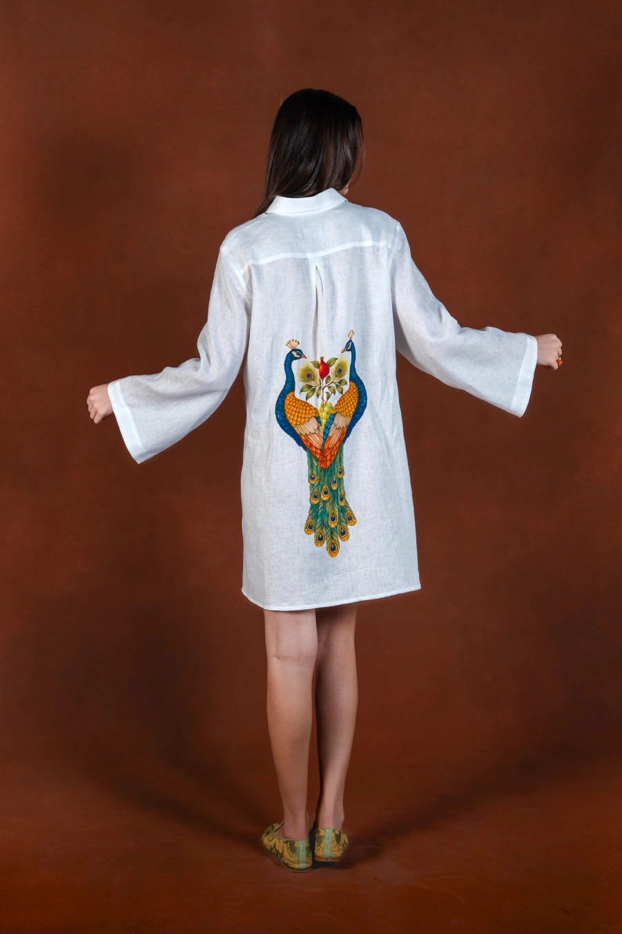 Women's Magnalia linen shirt dress white - imagen 1
