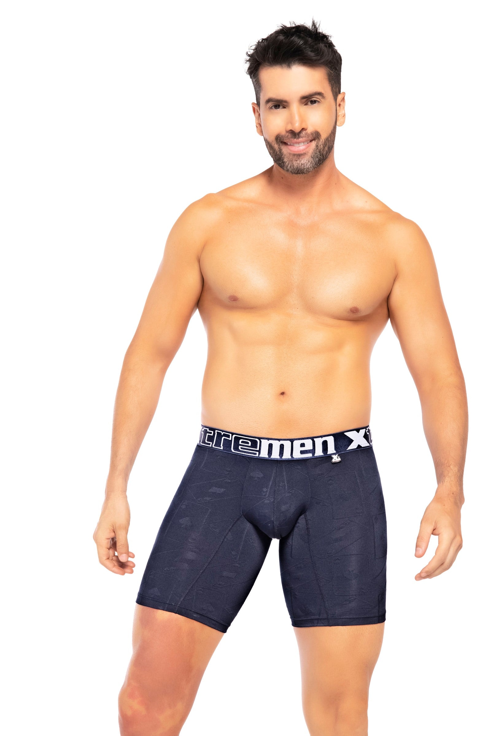 BOXER  CLÁSICO LARGO MICROFIBRA NAIPE AZUL OSC - imagen 1