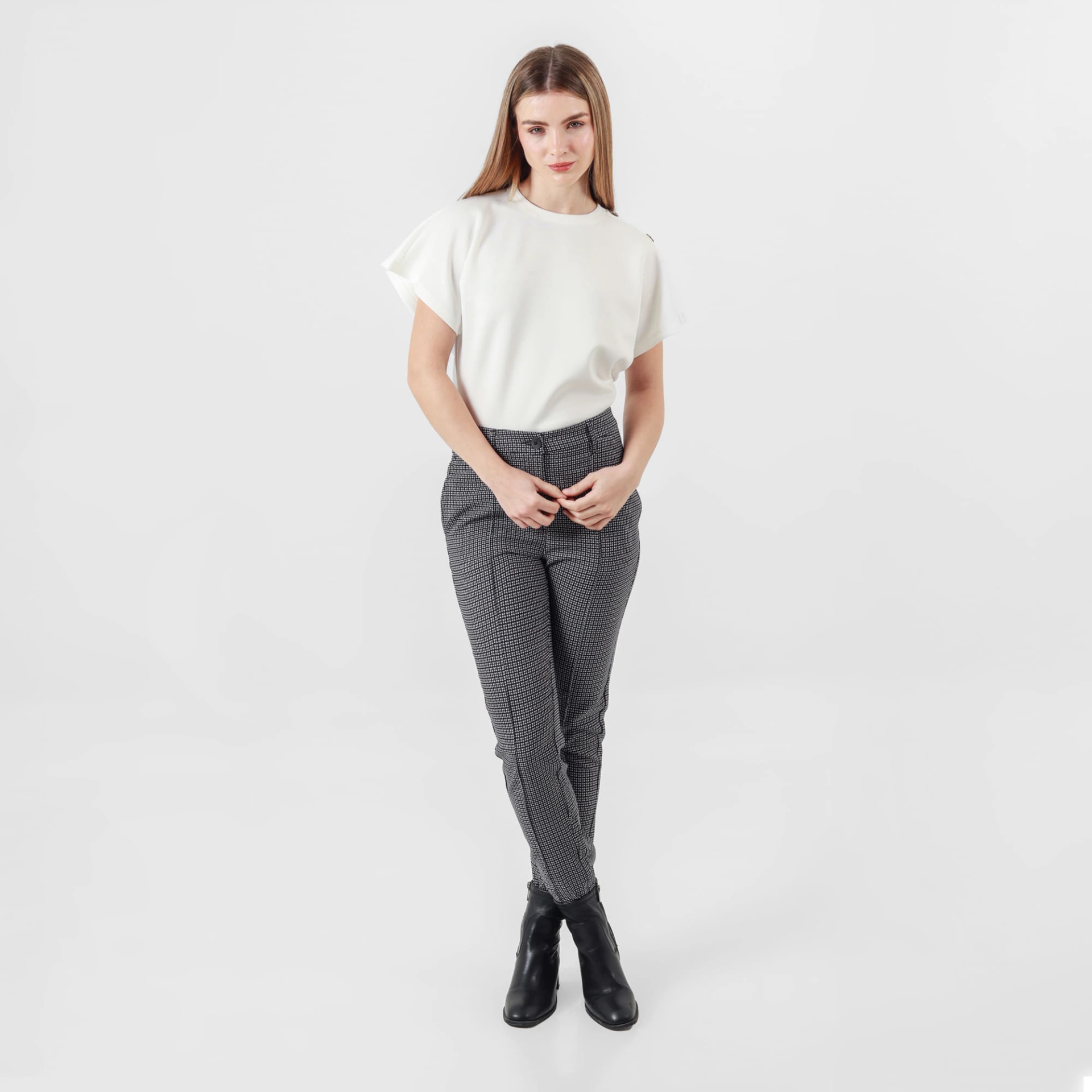 Pantalón estampado gallineto ajustado bota skinny - imagen 1