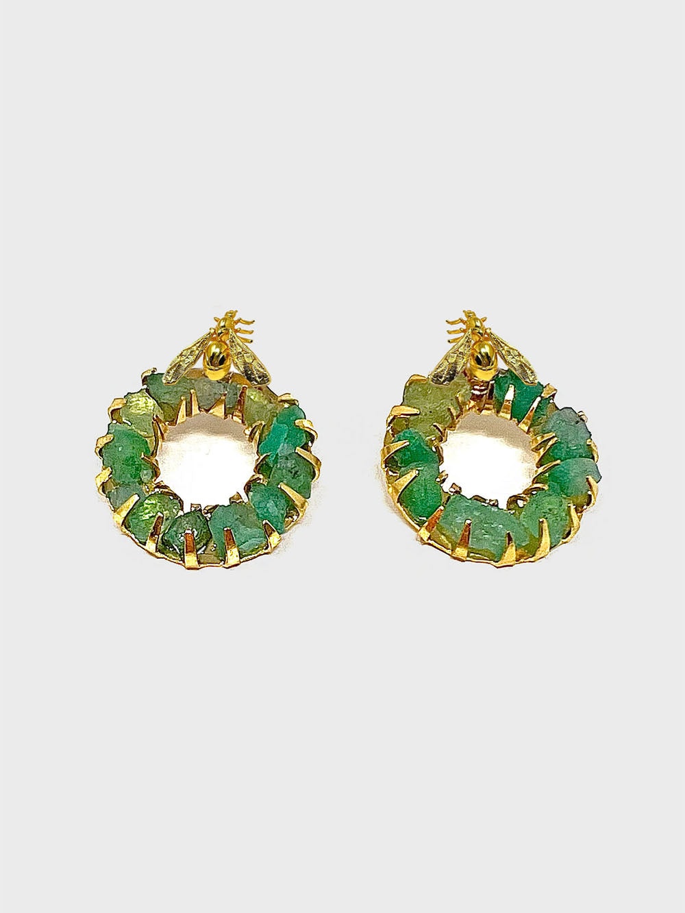 Aretes aro de esmeraldas mini hormiga - imagen 1