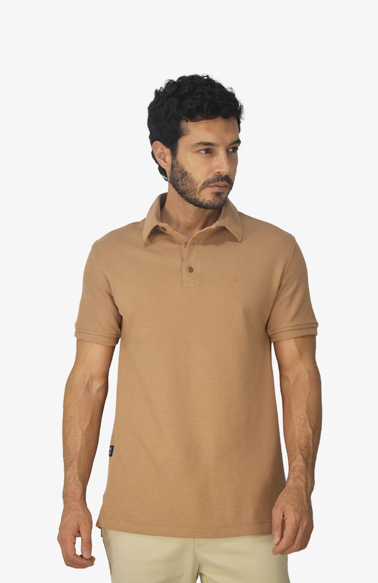 Camiseta polo texturizada Café para Hombre - imagen 1