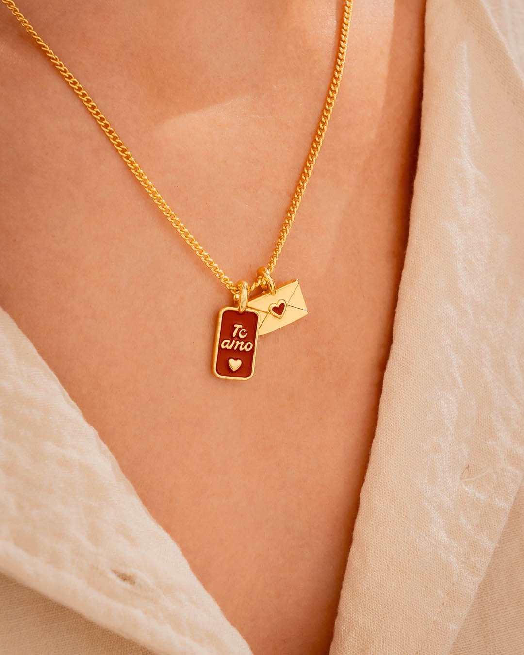 Collar Carta TE AMO + Aretes - imagen 1