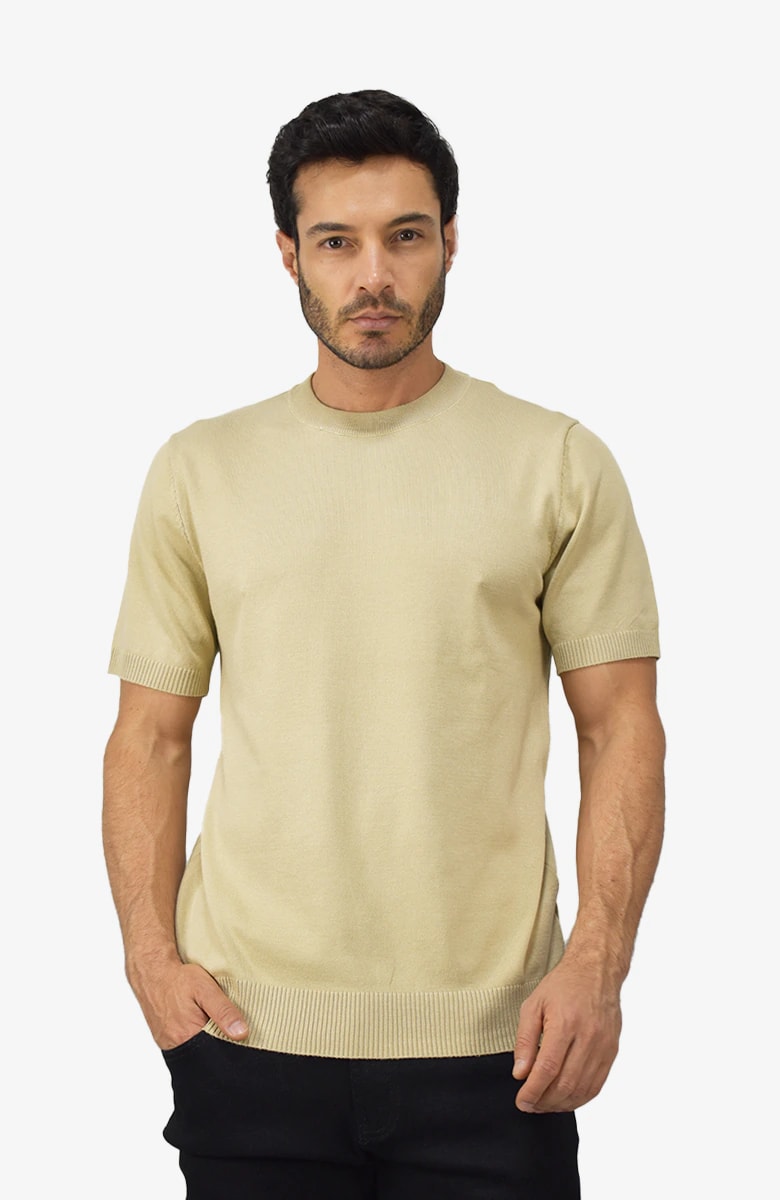 Camiseta Tejida Kaki Para Hombre - imagen 1