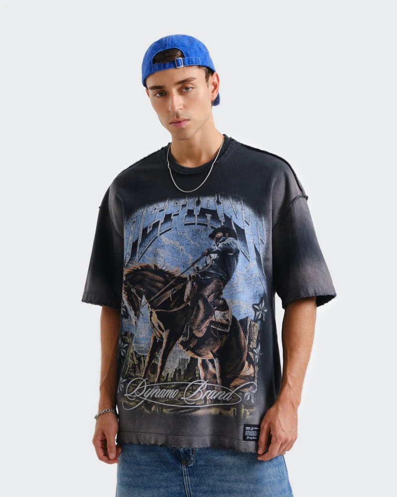 Camiseta Negra Oversize Western - imagen 1