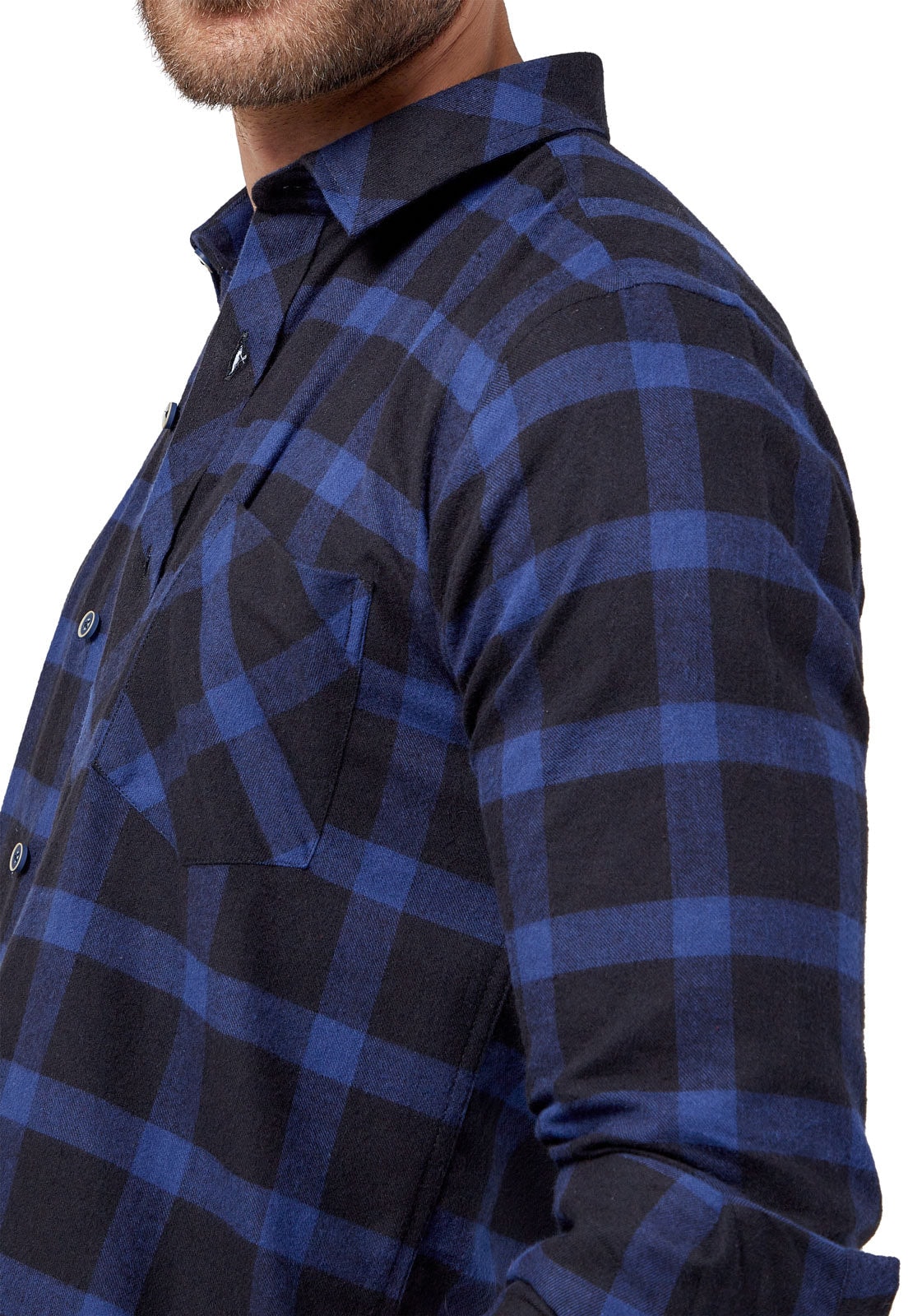Camisa leñadora cuadros negros y azul con bolsillo - imagen 1