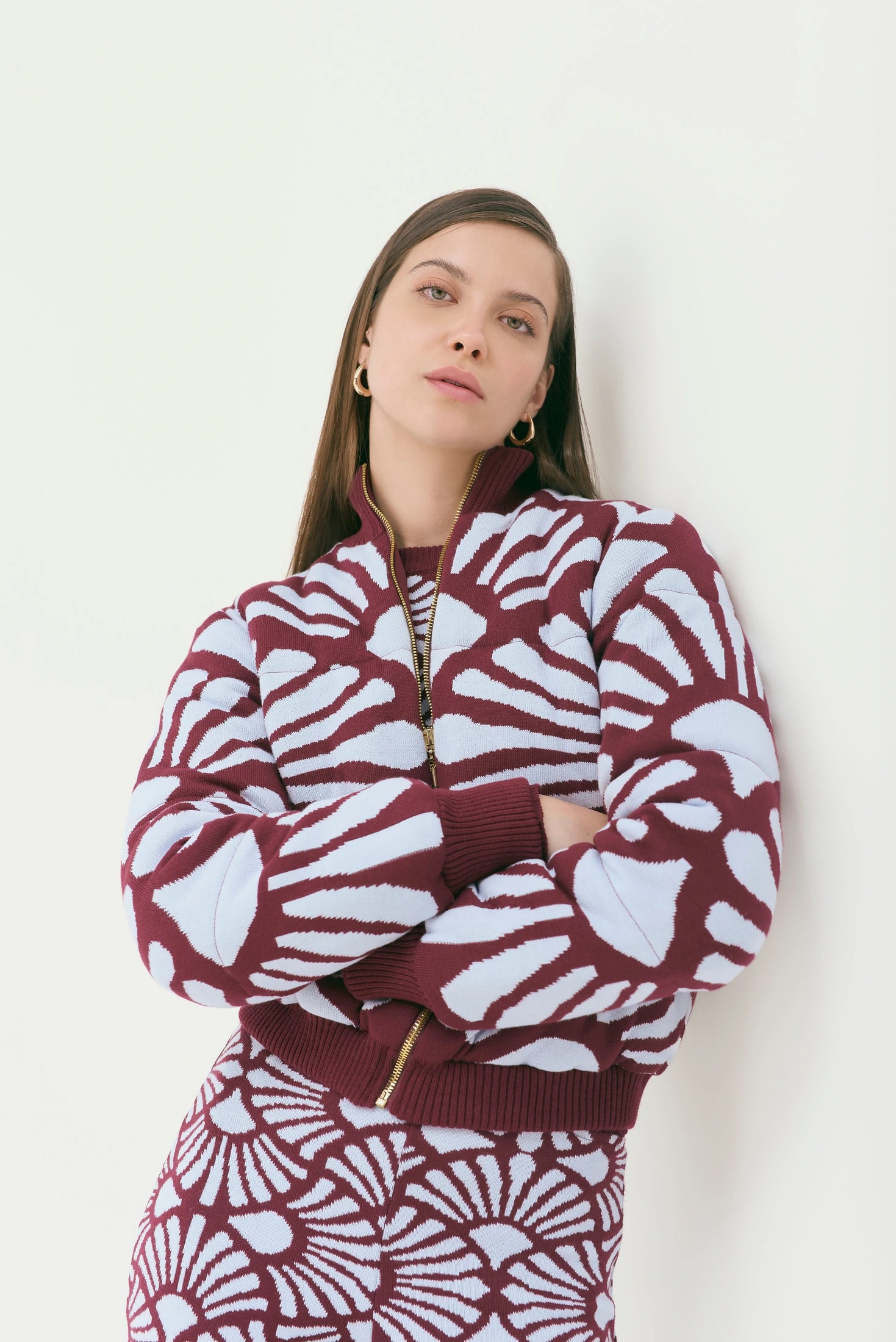 Bomber Jacket Venus Vinotinto-Celeste - imagen 1