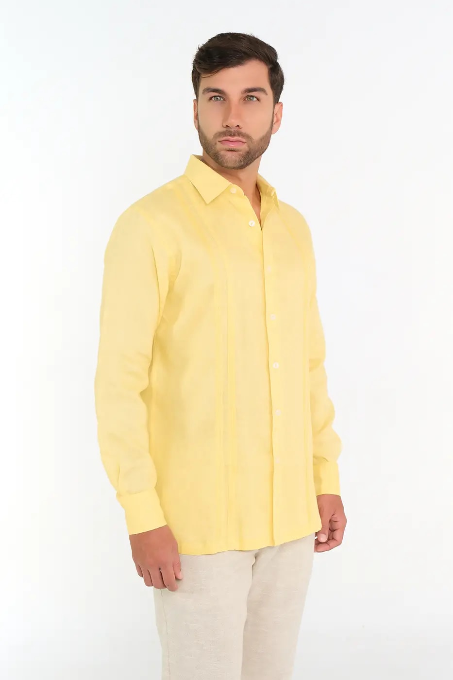 Guayabera Classic Fit 100% Lino Amarillo - imagen 1