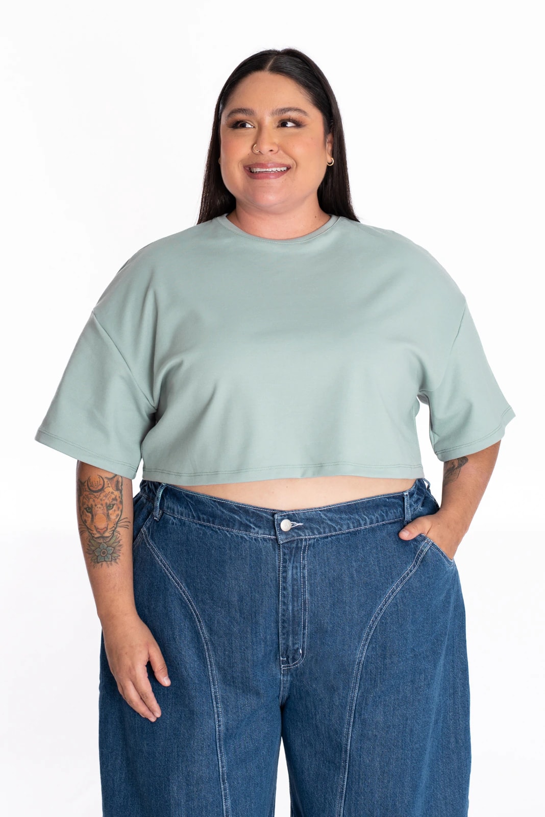 Crop Top Oversize Verde - imagen 1