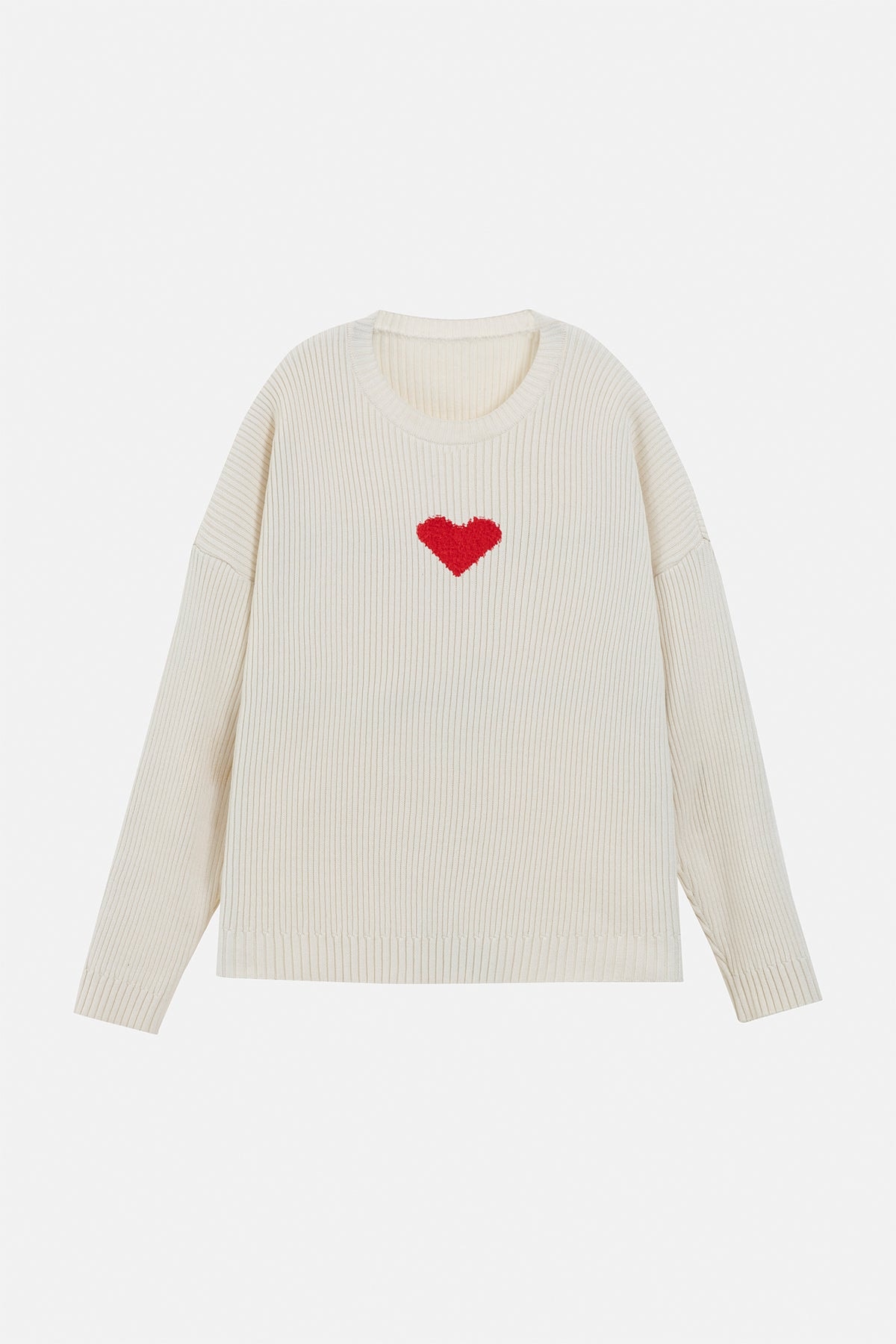 FUZZY HEART SWEATER IVORY - imagen 1