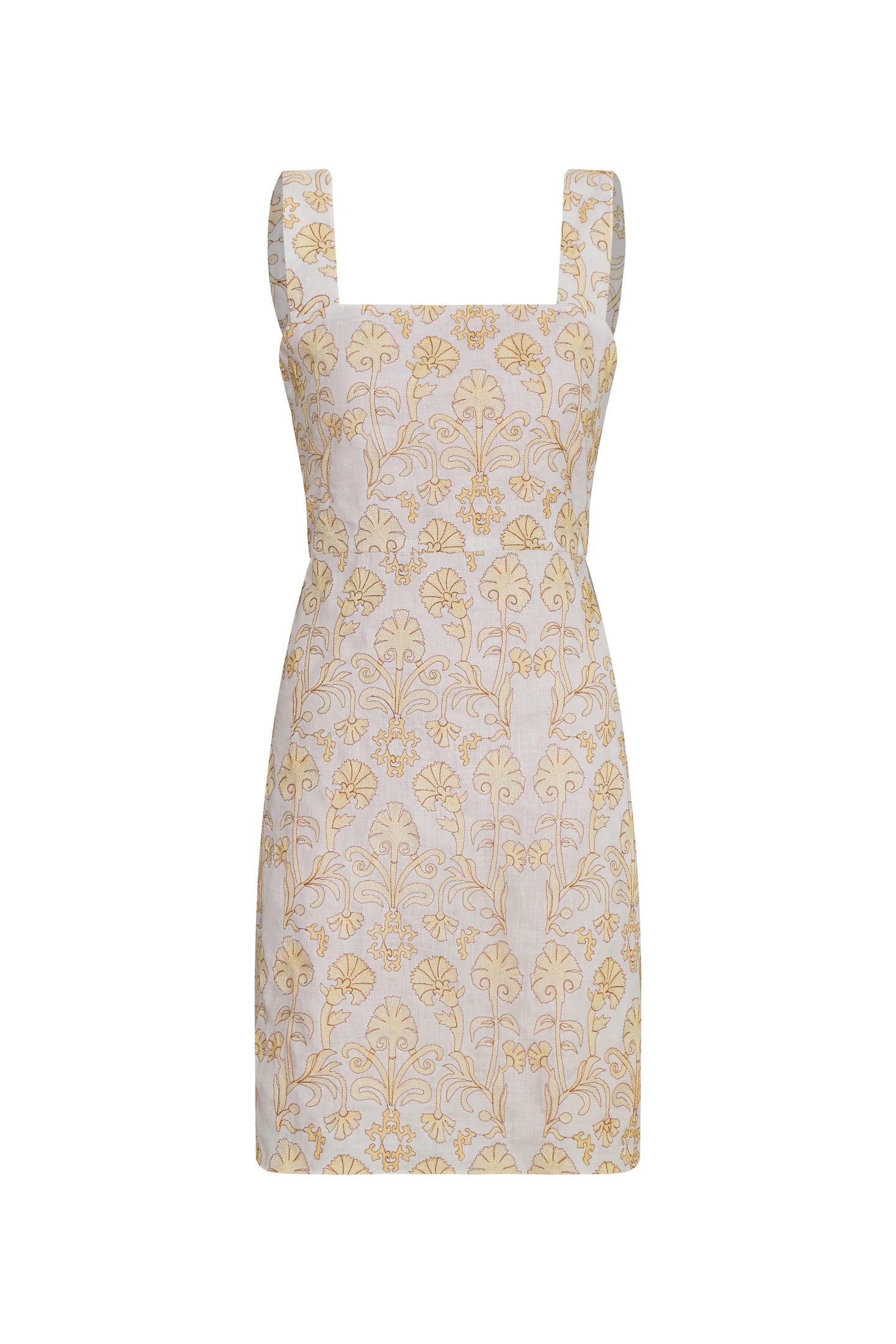 Micaela Embroidered Linen Mini Dress / Yellow Flowers - imagen 1